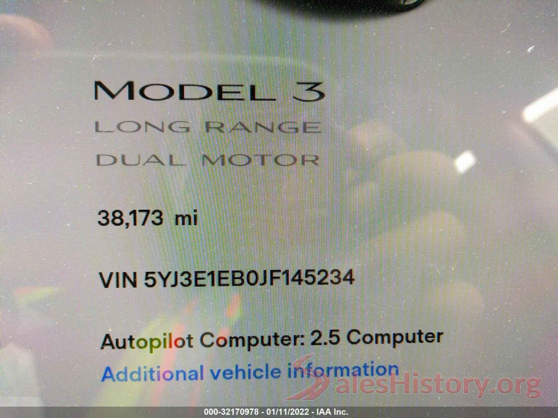 5YJ3E1EB0JF145234 2018 TESLA MODEL 3