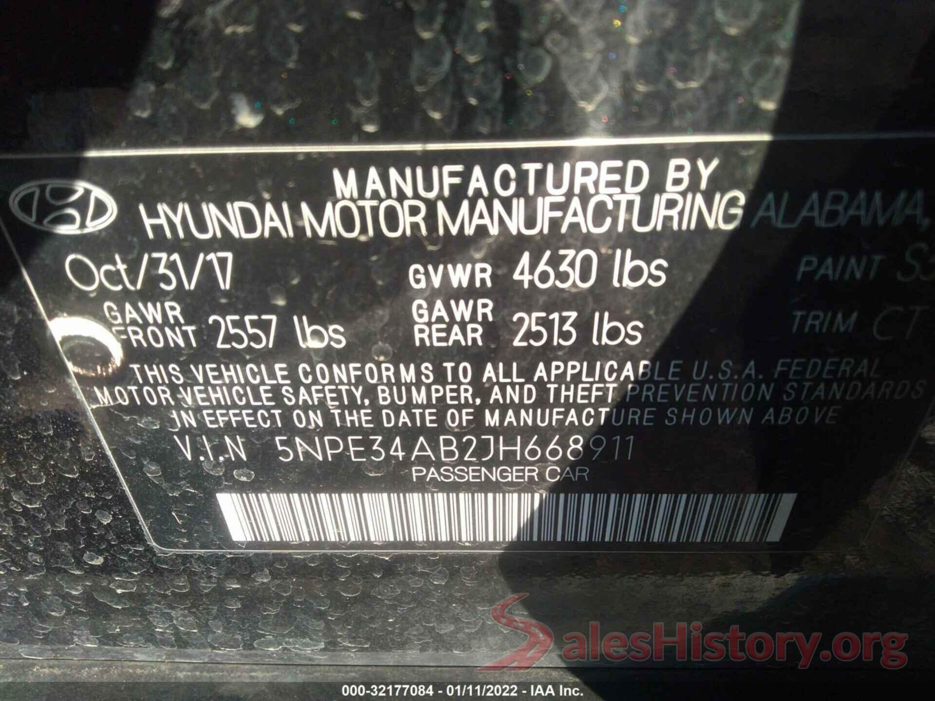 5NPE34AB2JH668911 2018 HYUNDAI SONATA