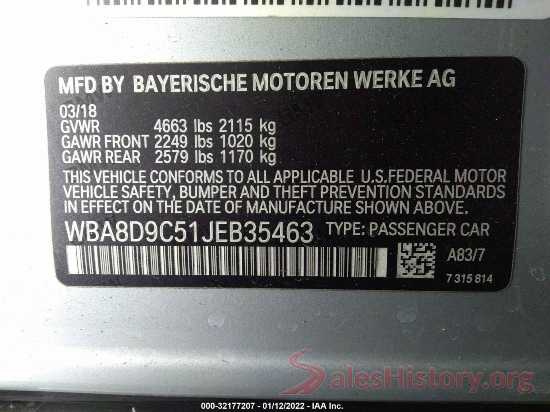 WBA8D9C51JEB35463 2018 BMW 3 SERIES