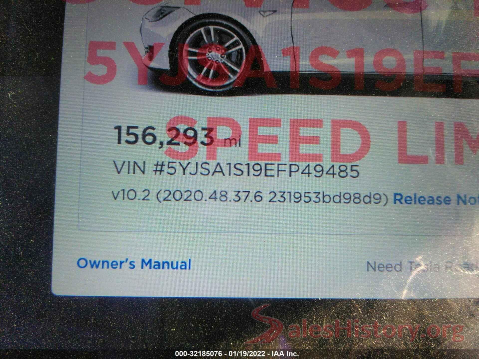 5YJSA1S19EFP49485 2014 TESLA MODEL S