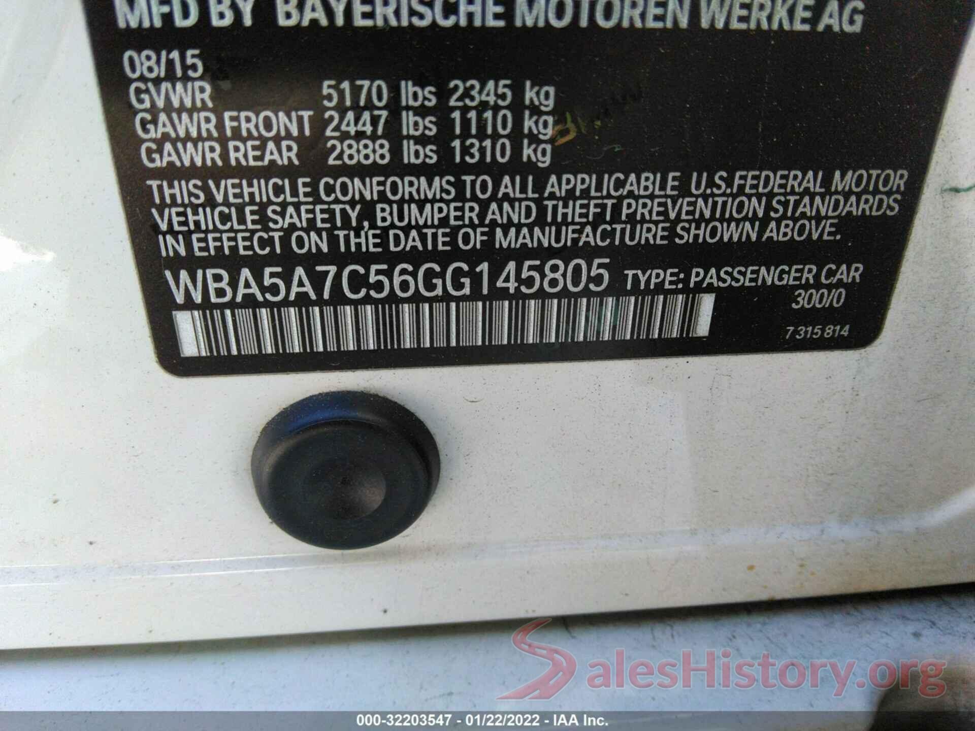 WBA5A7C56GG145805 2016 BMW 5 SERIES