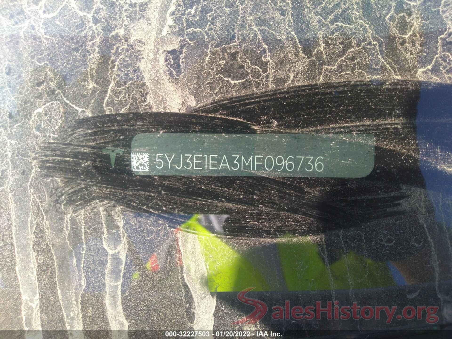 5YJ3E1EA3MF096736 2021 TESLA MODEL 3