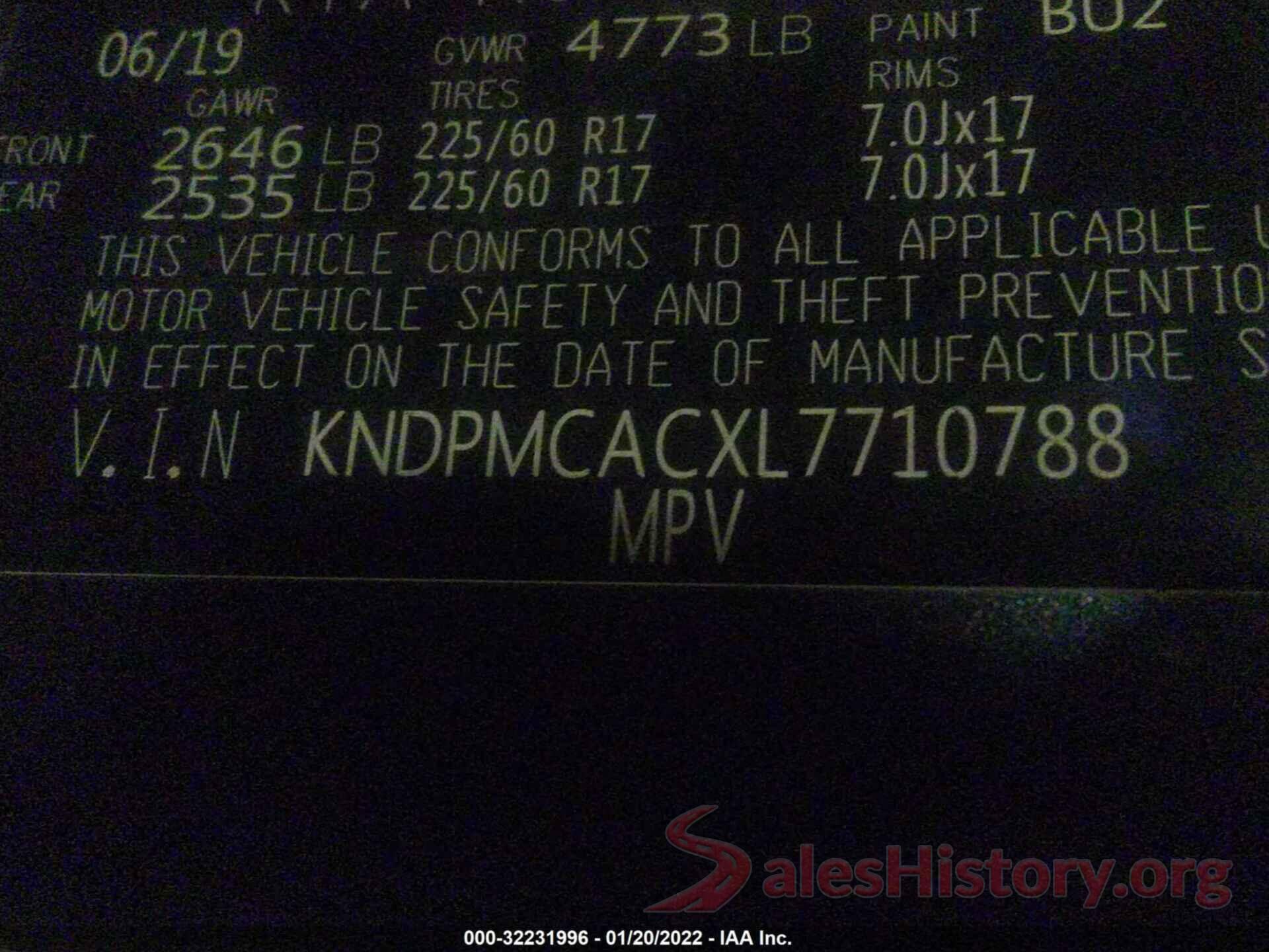 KNDPMCACXL7710788 2020 KIA SPORTAGE