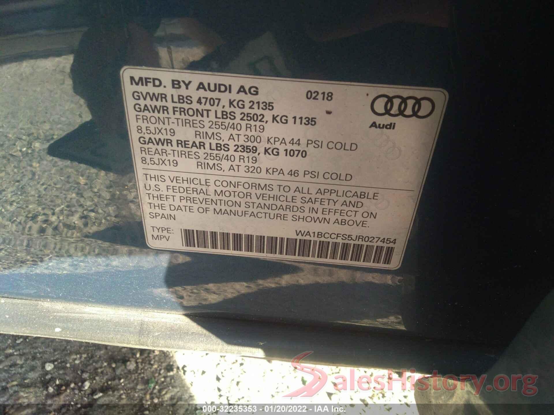 WA1BCCFS5JR027454 2018 AUDI Q3