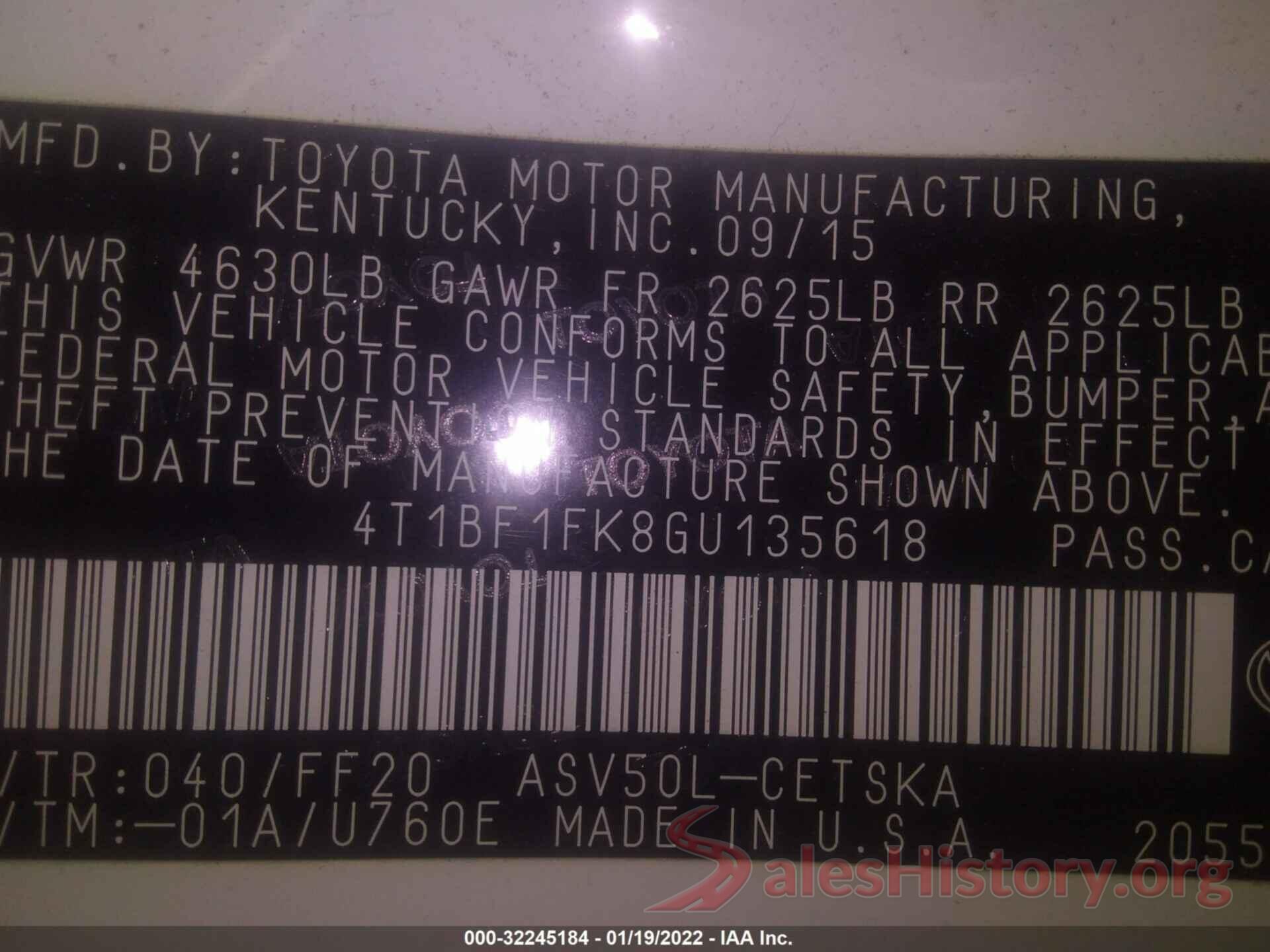 4T1BF1FK8GU135618 2016 TOYOTA CAMRY