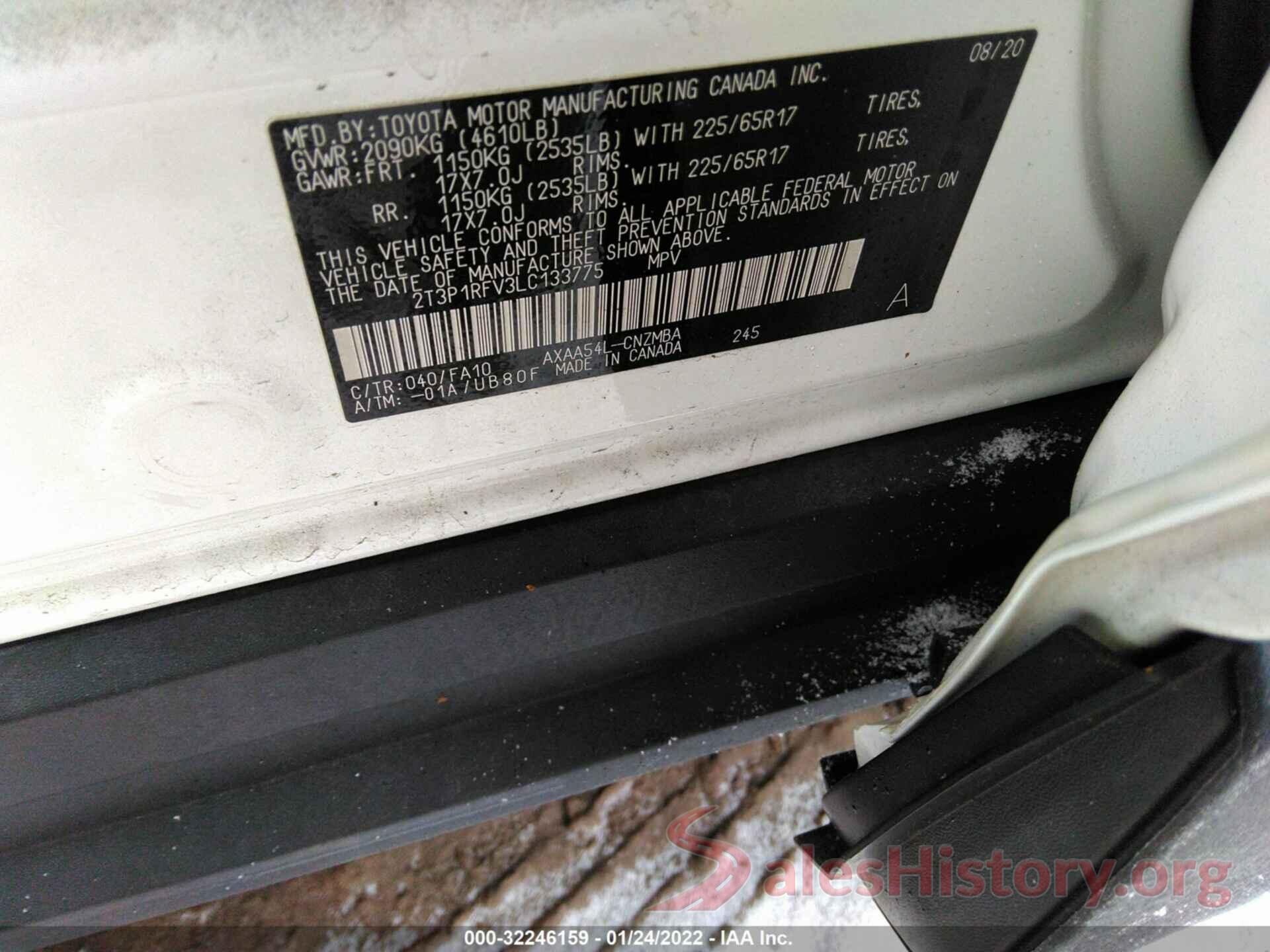 2T3P1RFV3LC133775 2020 TOYOTA RAV4