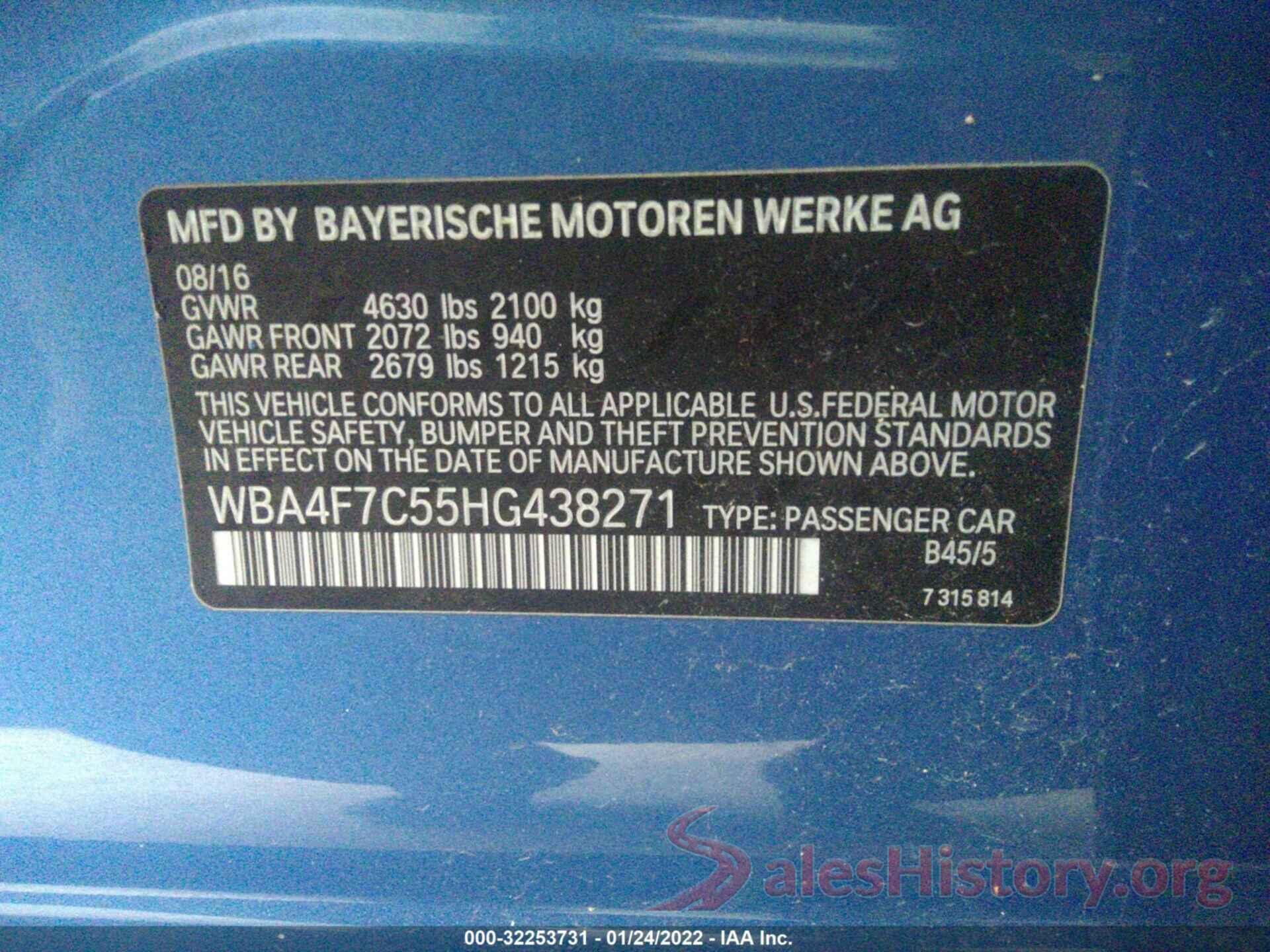 WBA4F7C55HG438271 2017 BMW 4 SERIES