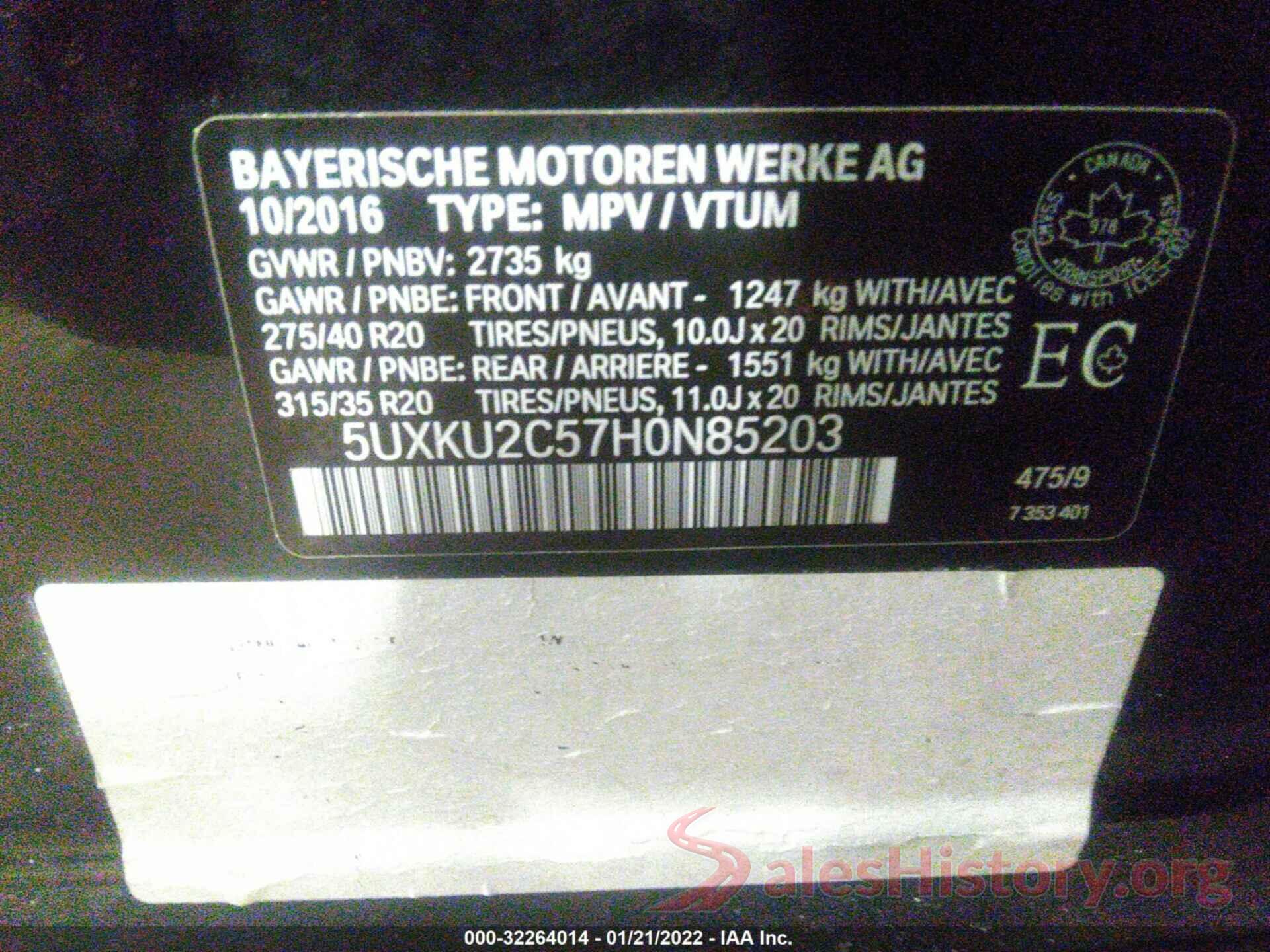 5UXKU2C57H0N85203 2017 BMW X6