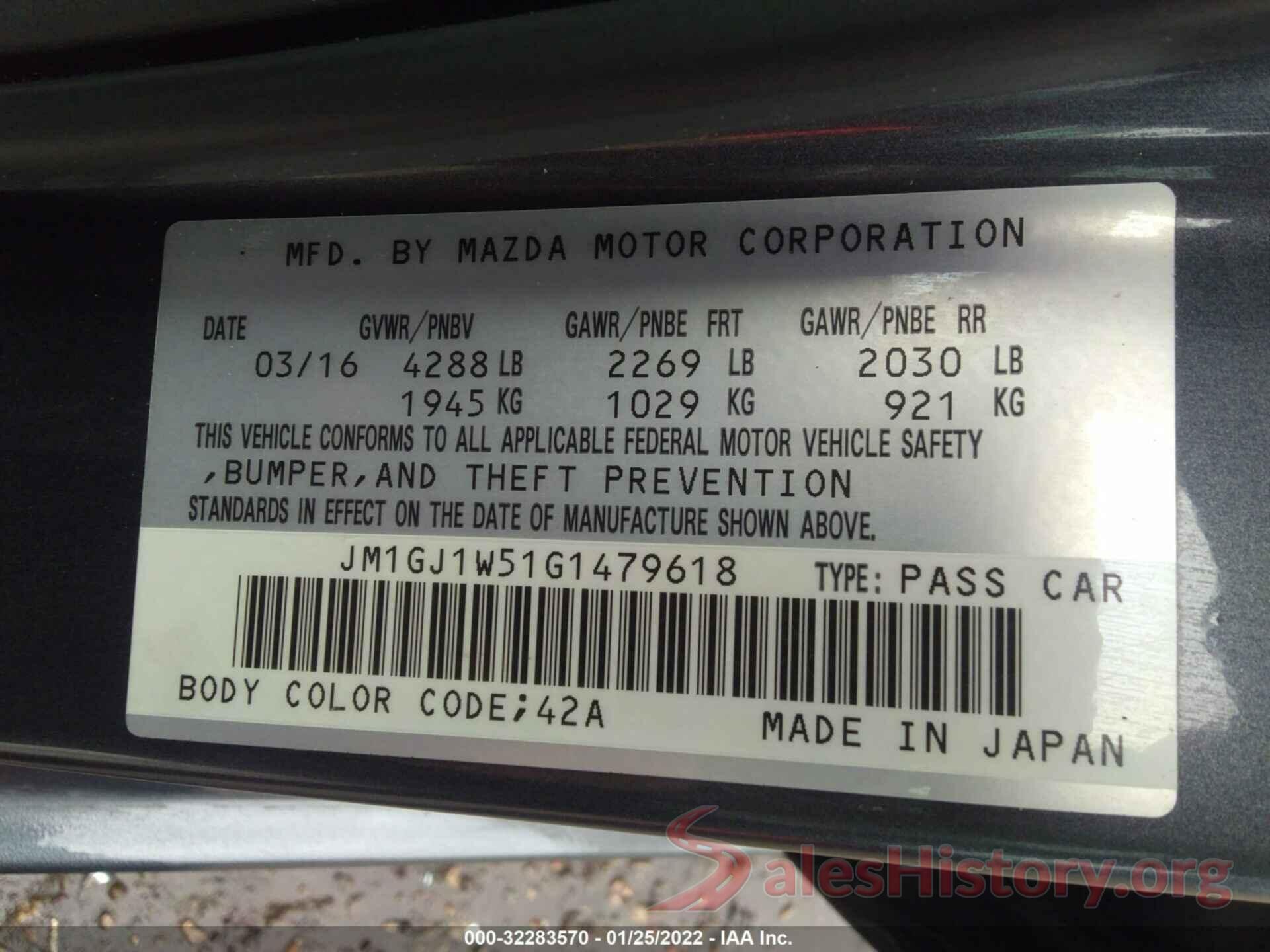 JM1GJ1W51G1479618 2016 MAZDA MAZDA6