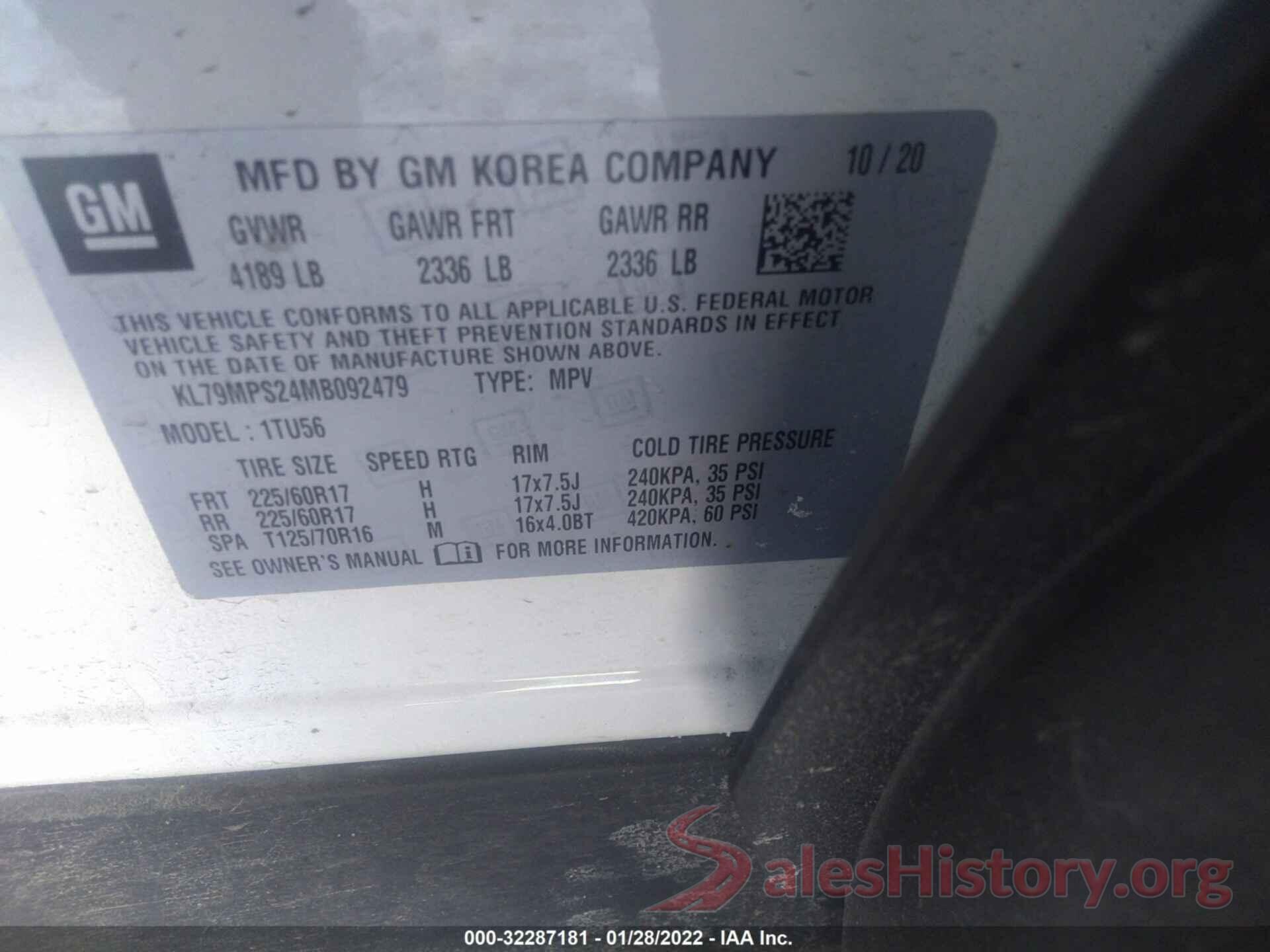 KL79MPS24MB092479 2021 CHEVROLET TRAILBLAZER