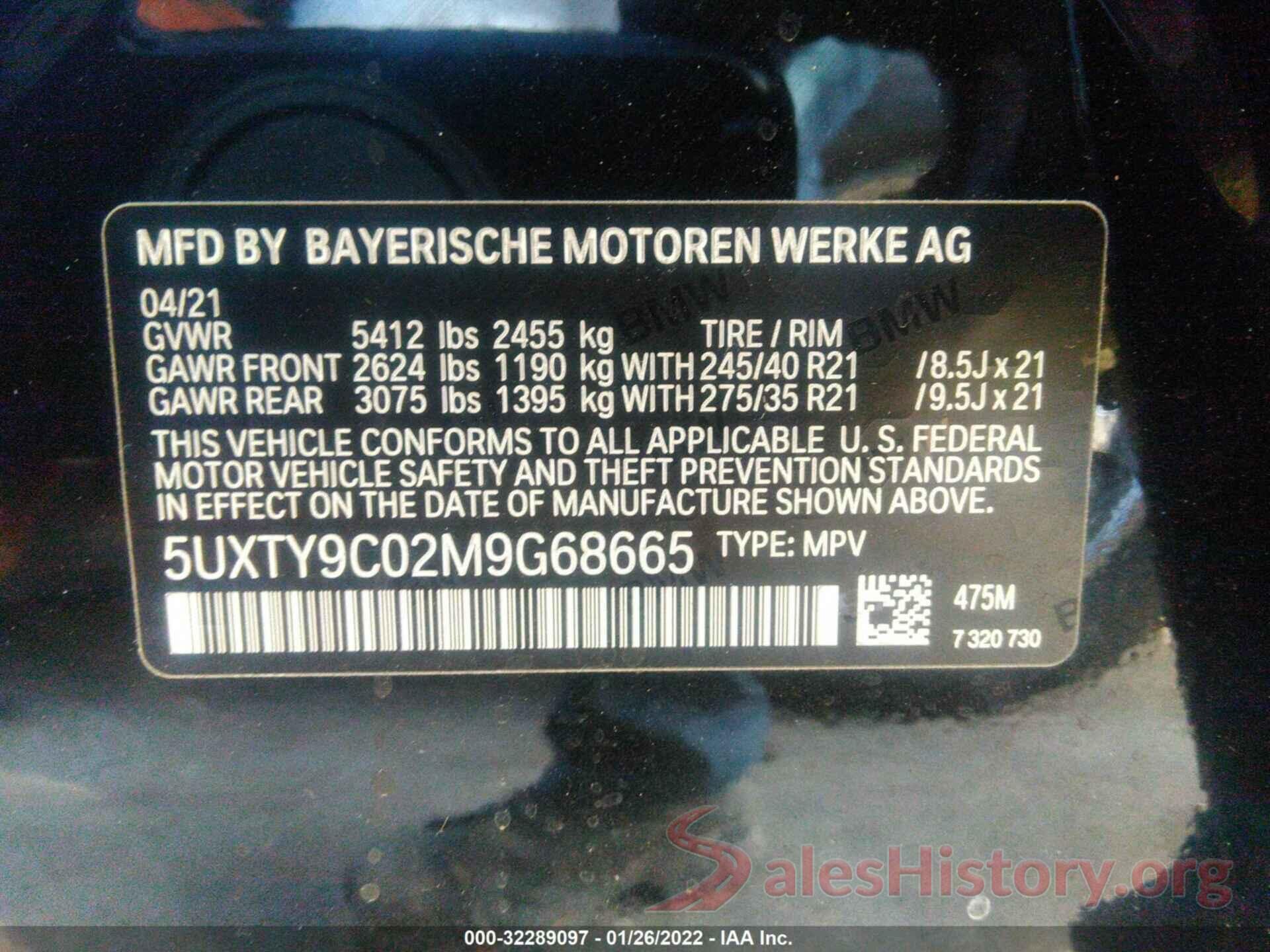 5UXTY9C02M9G68665 2021 BMW X3