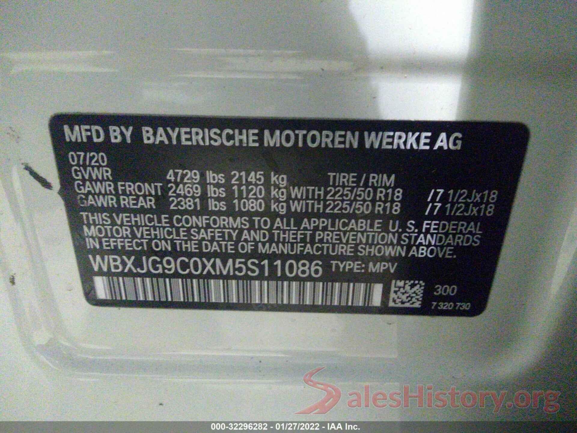 WBXJG9C0XM5S11086 2021 BMW X1