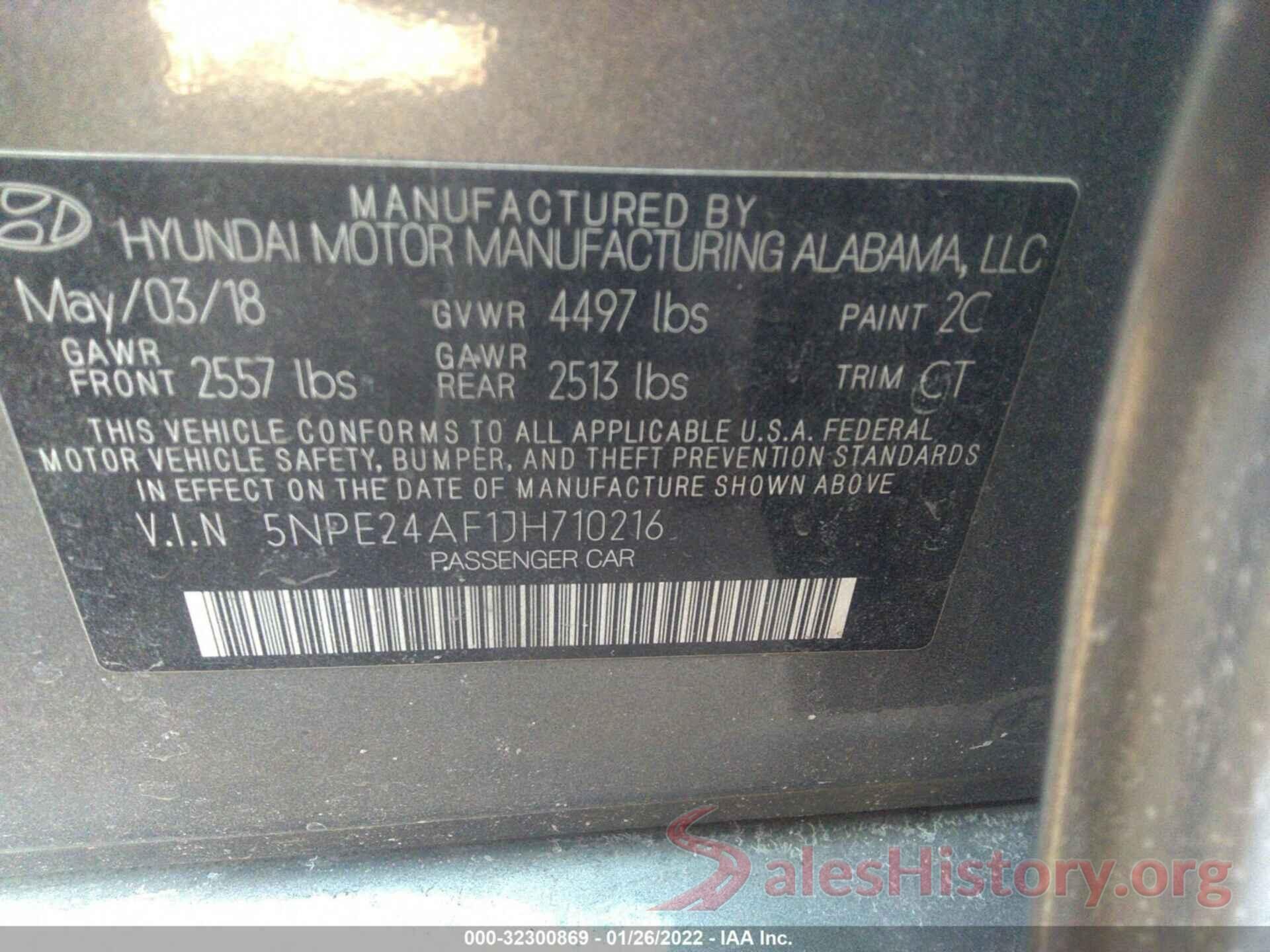 5NPE24AF1JH710216 2018 HYUNDAI SONATA