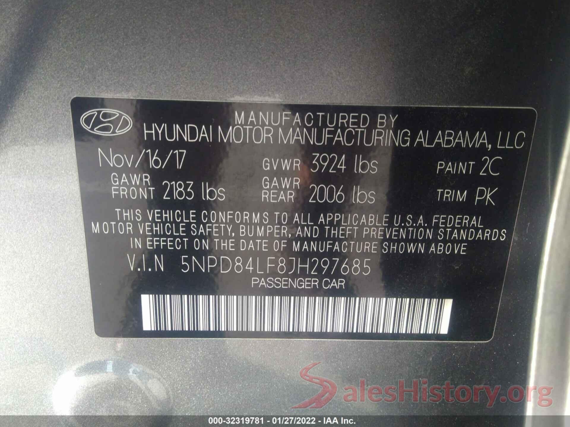 5NPD84LF8JH297685 2018 HYUNDAI ELANTRA