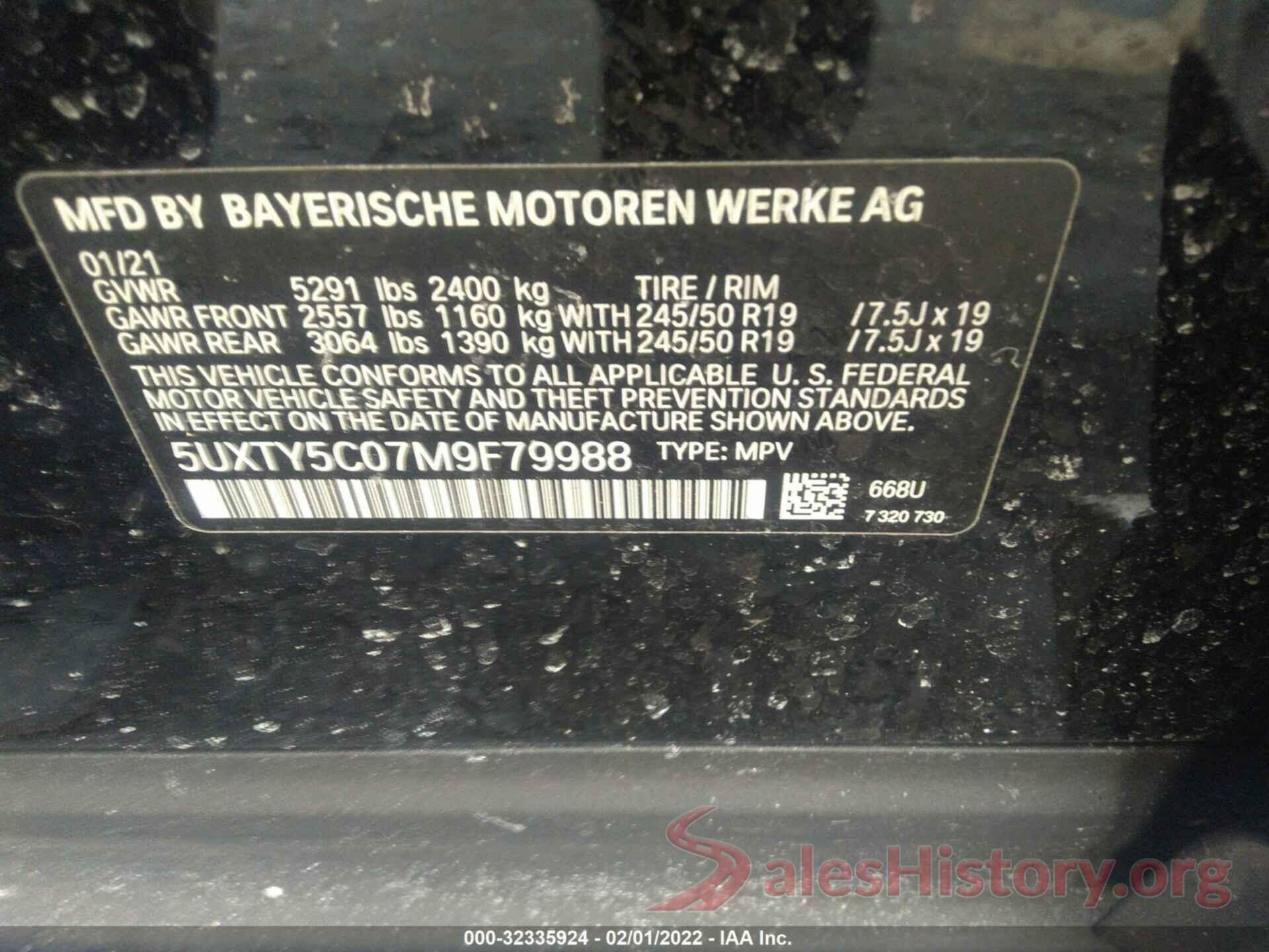 5UXTY5C07M9F79988 2021 BMW X3