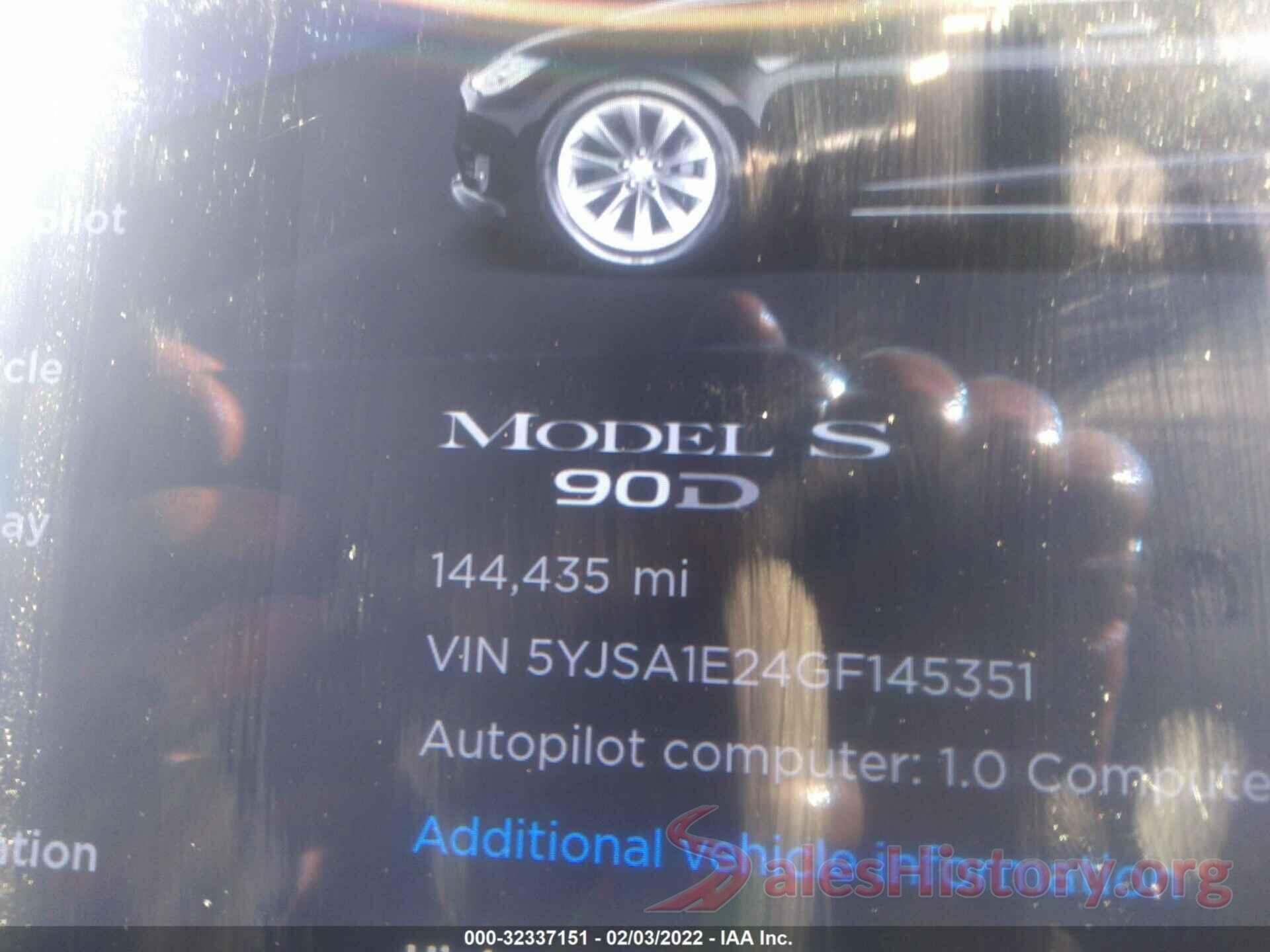 5YJSA1E24GF145351 2016 TESLA MODEL S