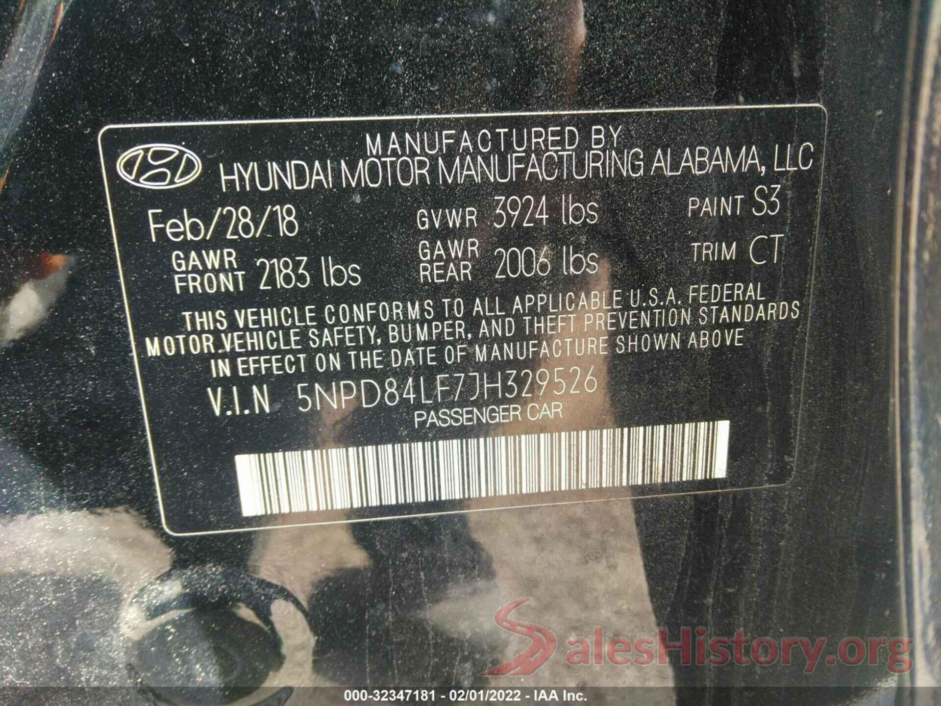 5NPD84LF7JH329526 2018 HYUNDAI ELANTRA