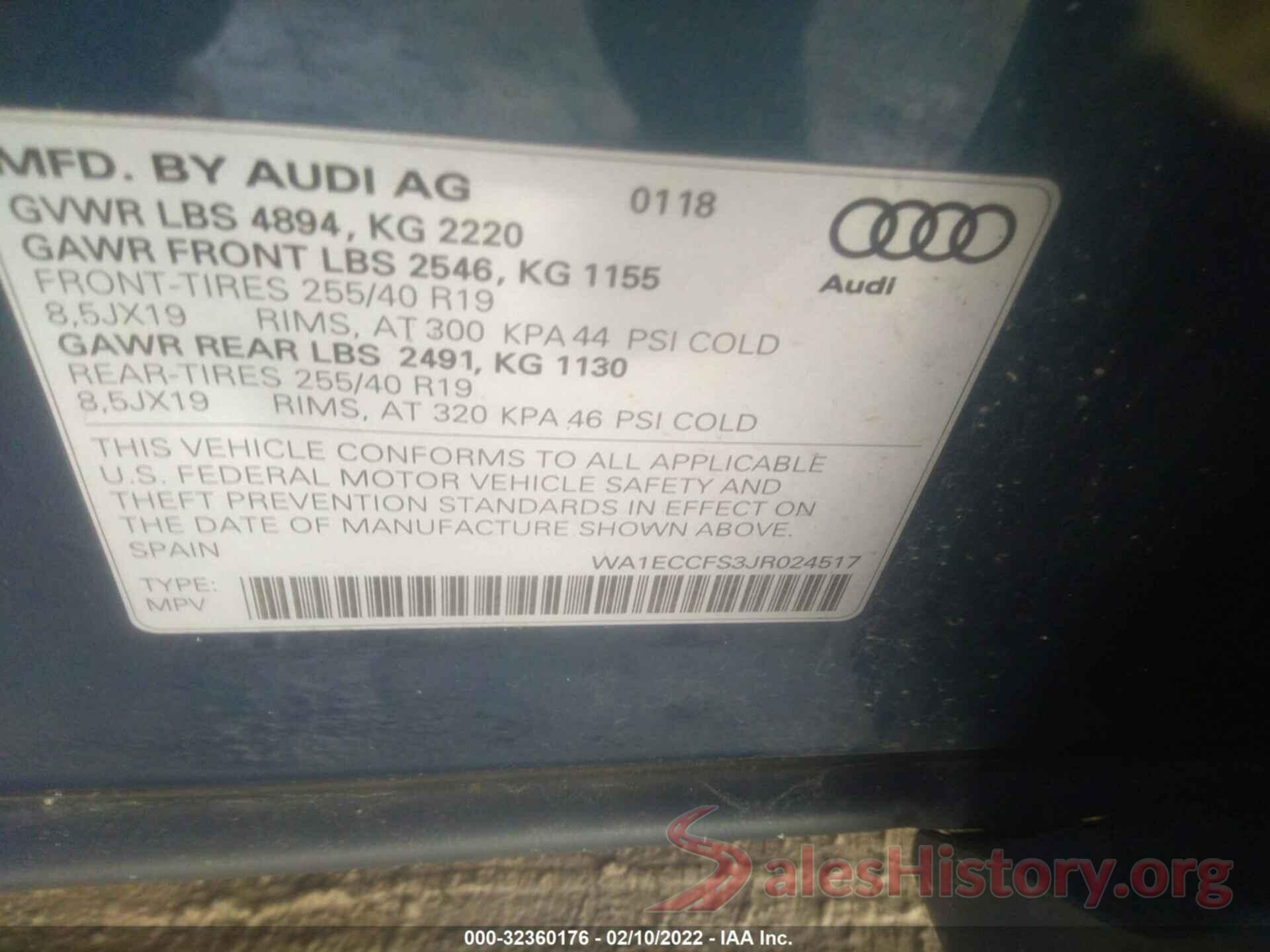 WA1ECCFS3JR024517 2018 AUDI Q3