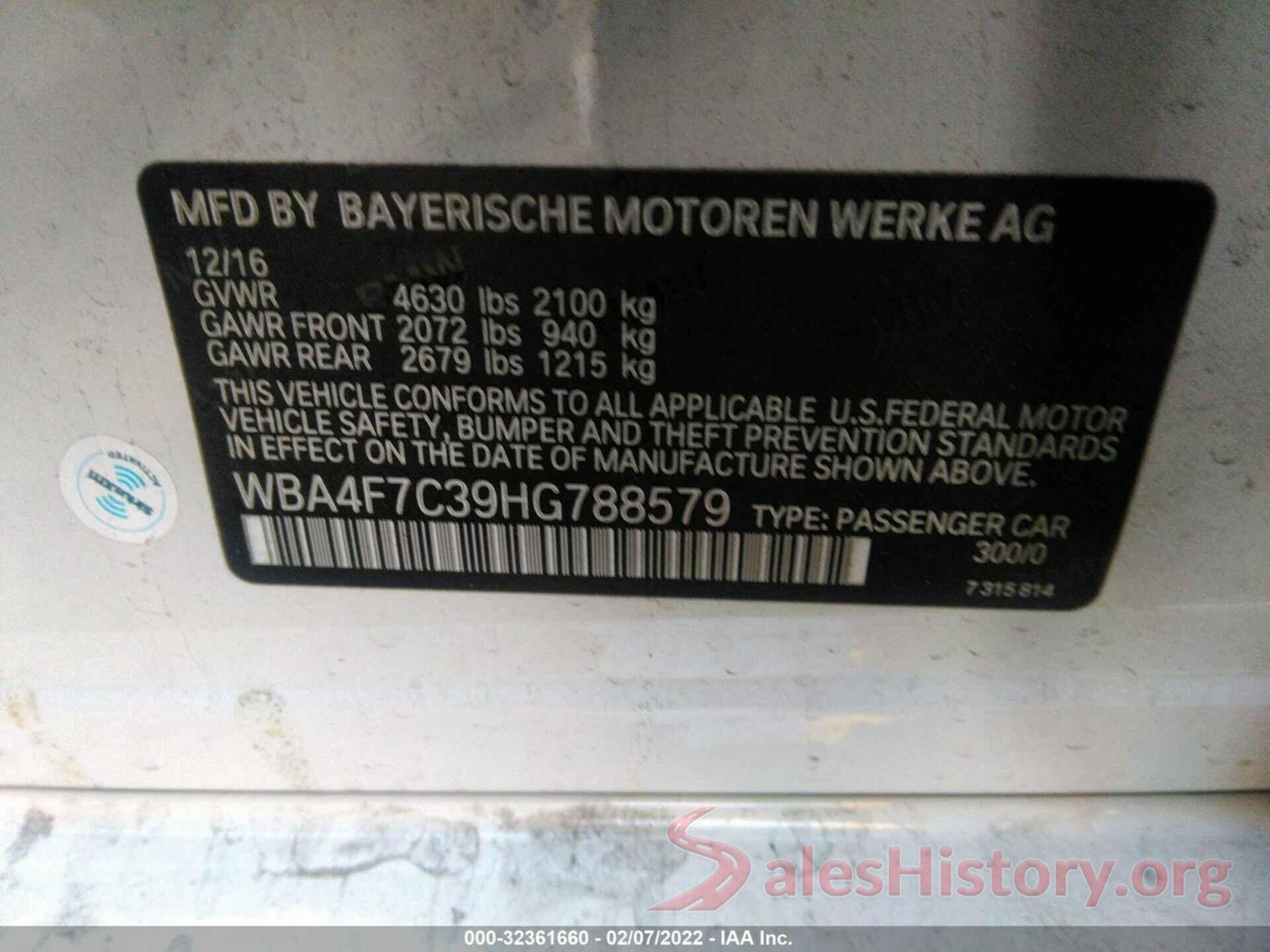 WBA4F7C39HG788579 2017 BMW 4 SERIES