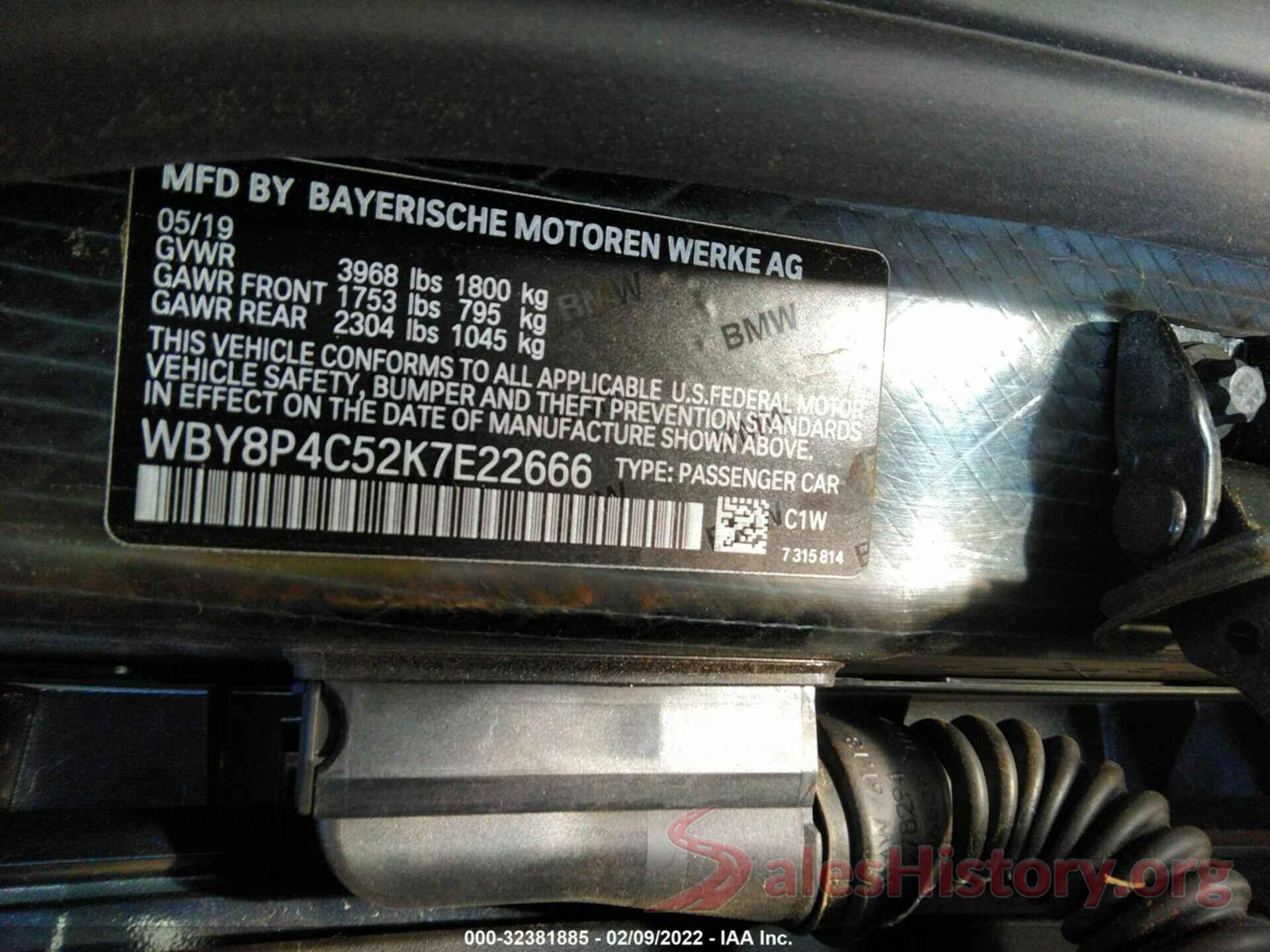 WBY8P4C52K7E22666 2019 BMW I3