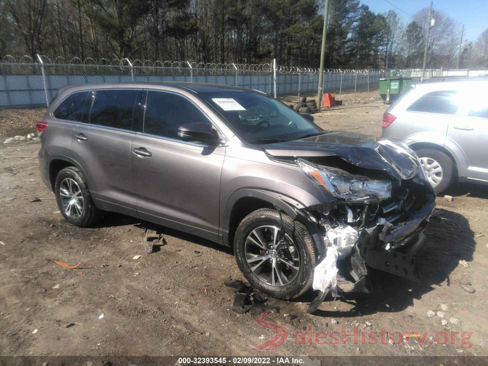 5TDZZRFH8KS349406 2019 TOYOTA HIGHLANDER