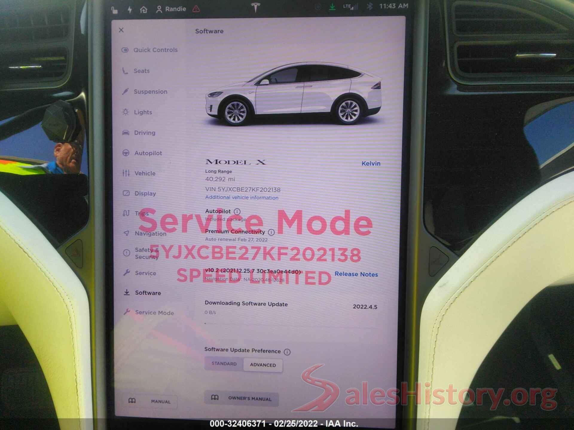 5YJXCBE27KF202138 2019 TESLA MODEL X