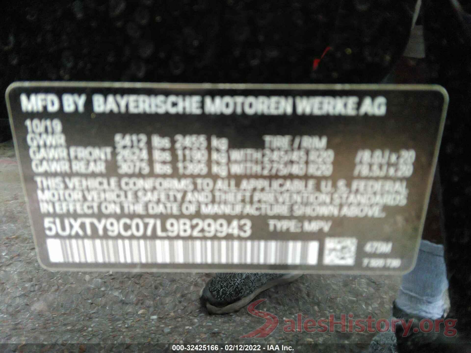 5UXTY9C07L9B29943 2020 BMW X3