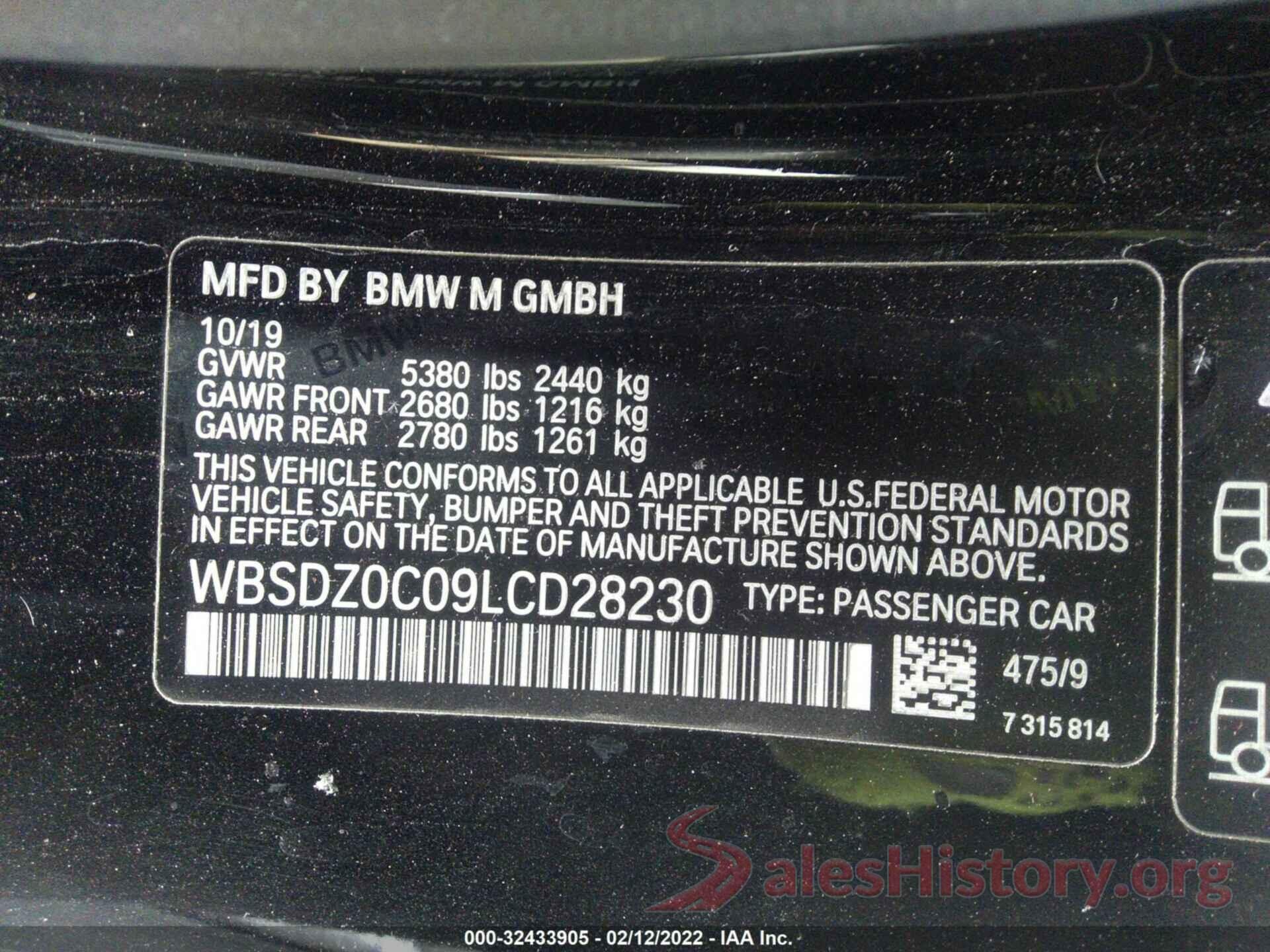 WBSDZ0C09LCD28230 2020 BMW M8