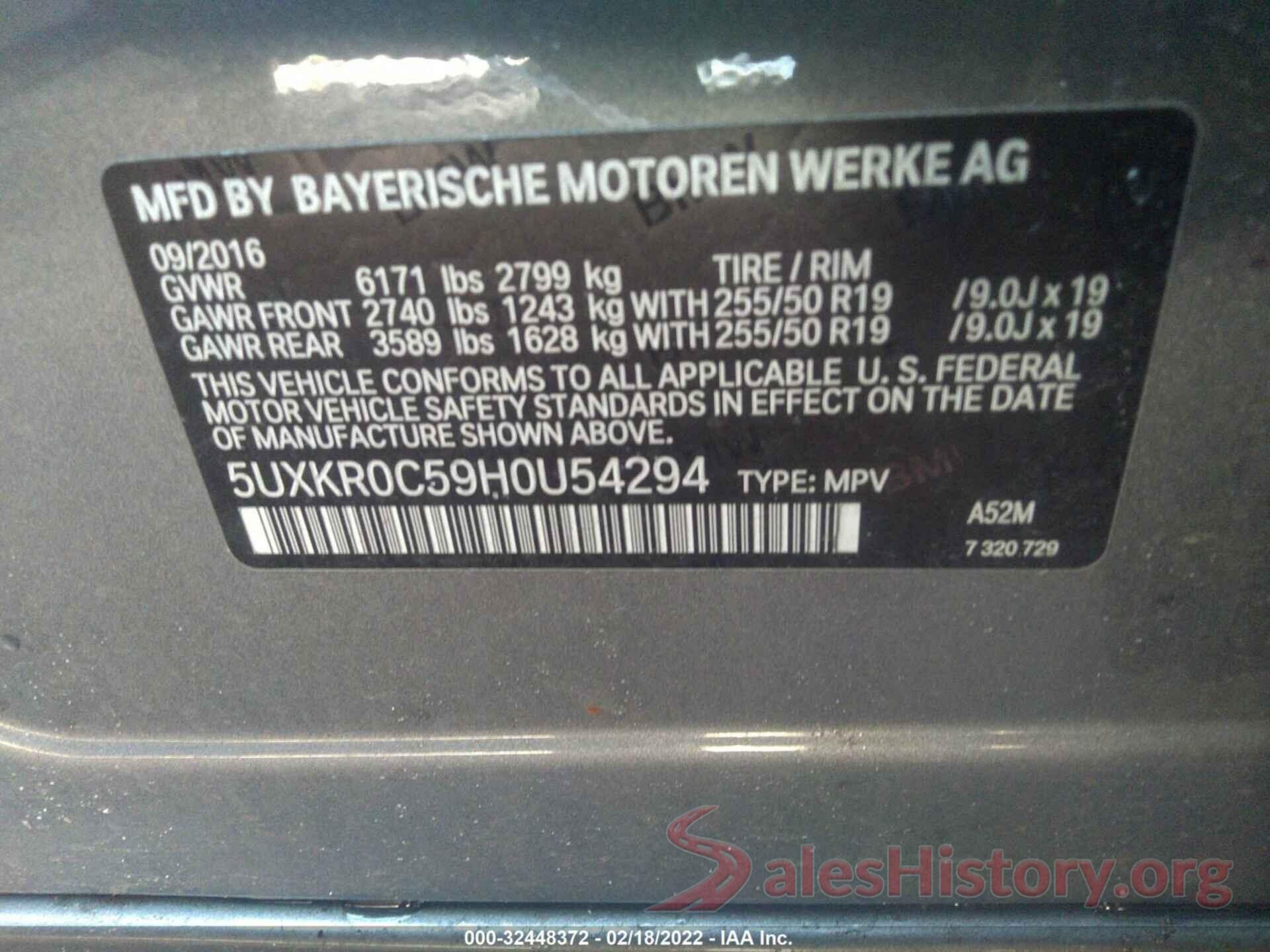 5UXKR0C59H0U54294 2017 BMW X5