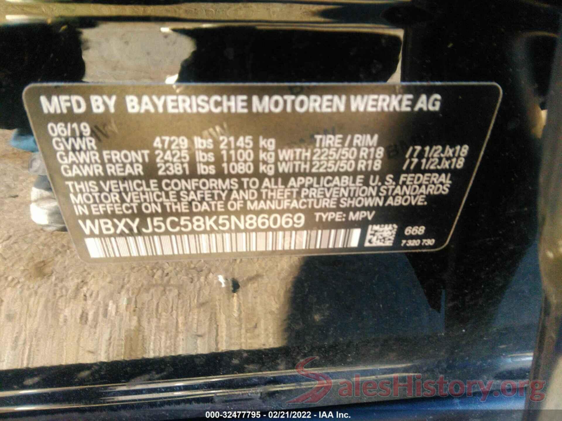 WBXYJ5C58K5N86069 2019 BMW X2