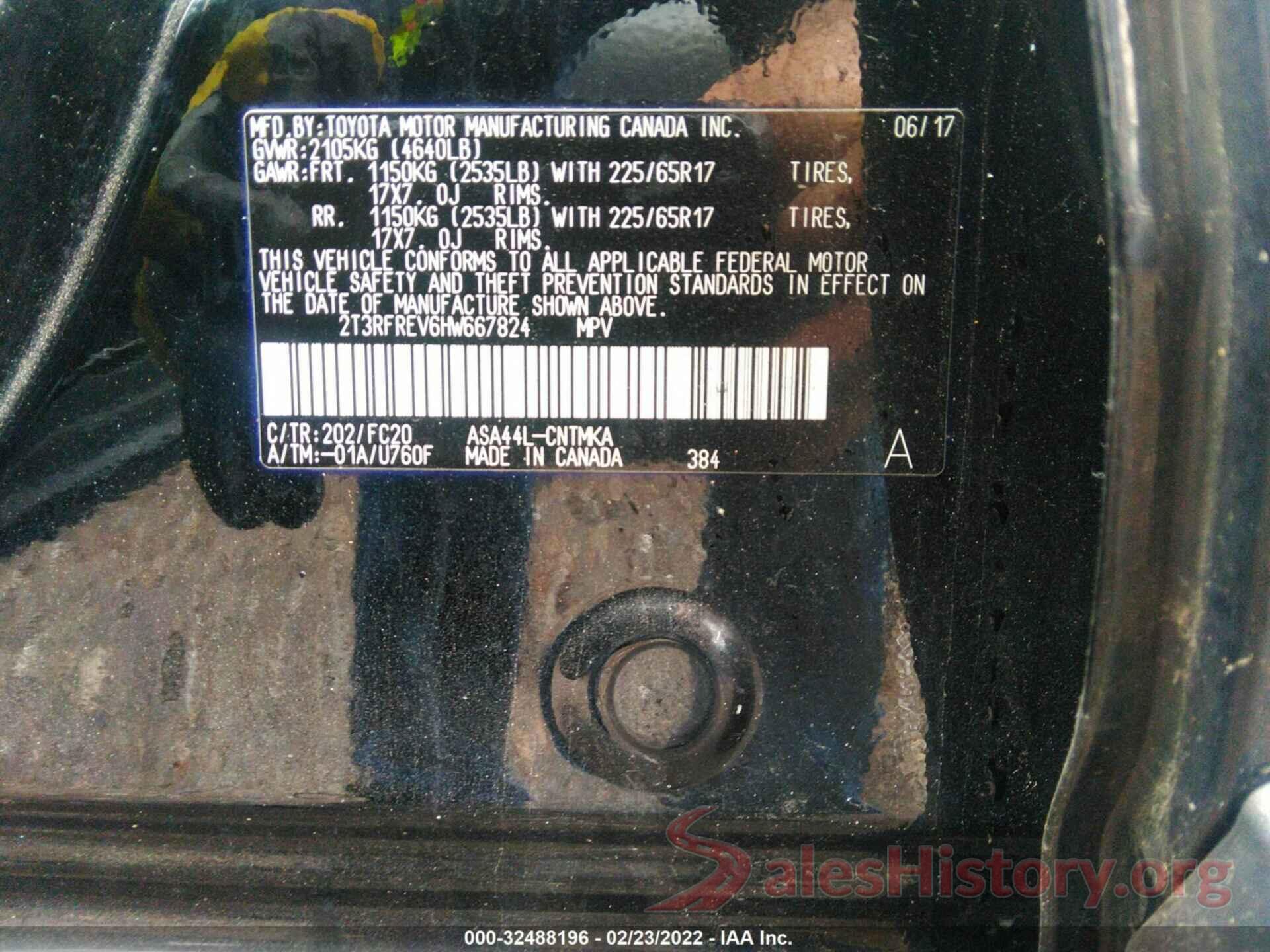 2T3RFREV6HW667824 2017 TOYOTA RAV4