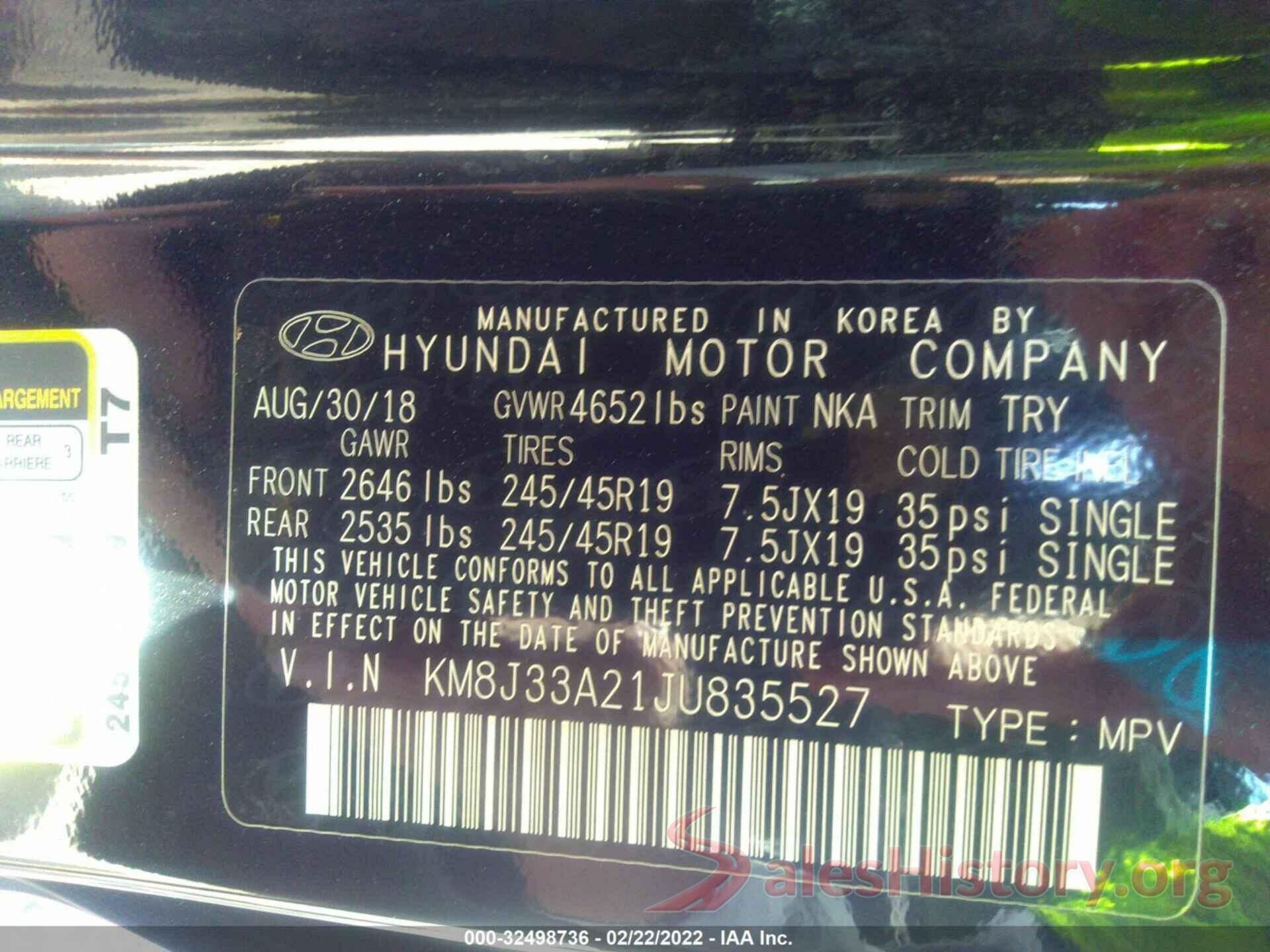 KM8J33A21JU835527 2018 HYUNDAI TUCSON