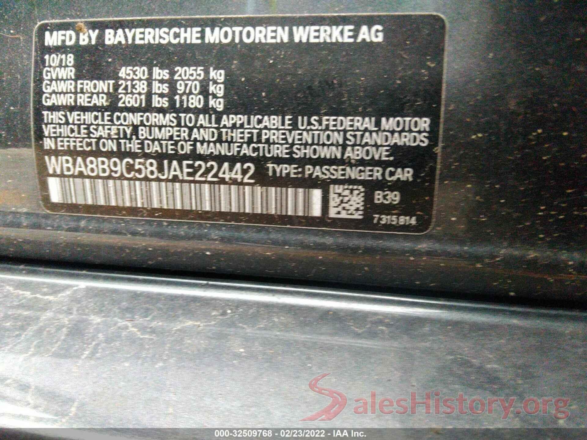 WBA8B9C58JAE22442 2018 BMW 3 SERIES