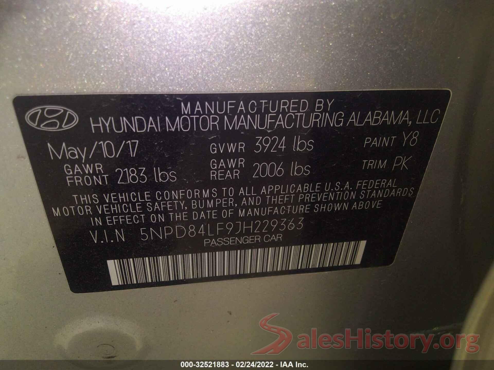 5NPD84LF9JH229363 2018 HYUNDAI ELANTRA