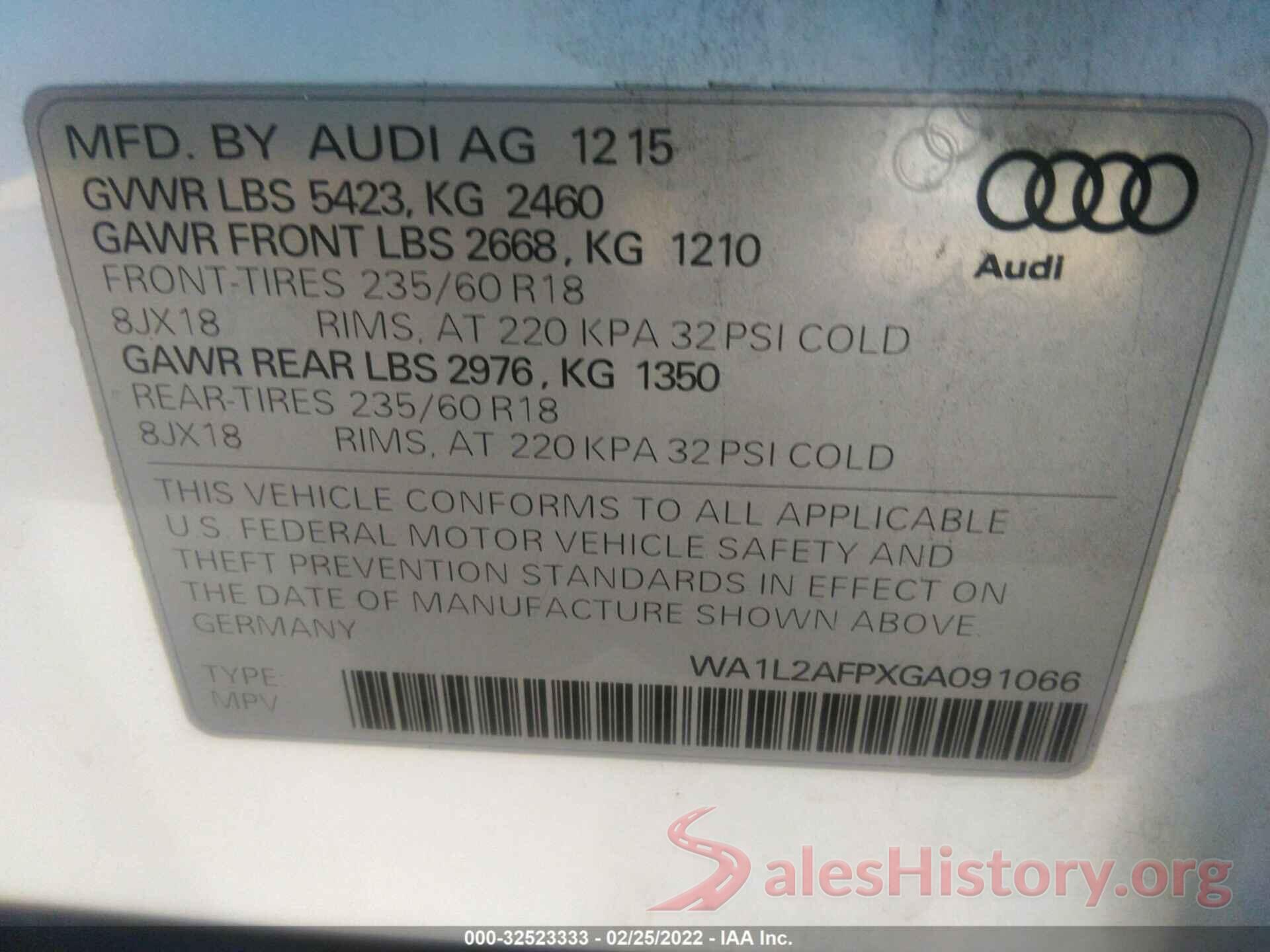 WA1L2AFPXGA091066 2016 AUDI Q5