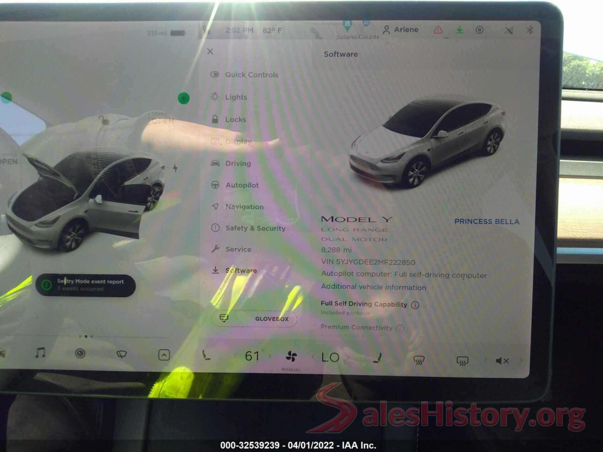 5YJYGDEE2MF222850 2021 TESLA MODEL Y