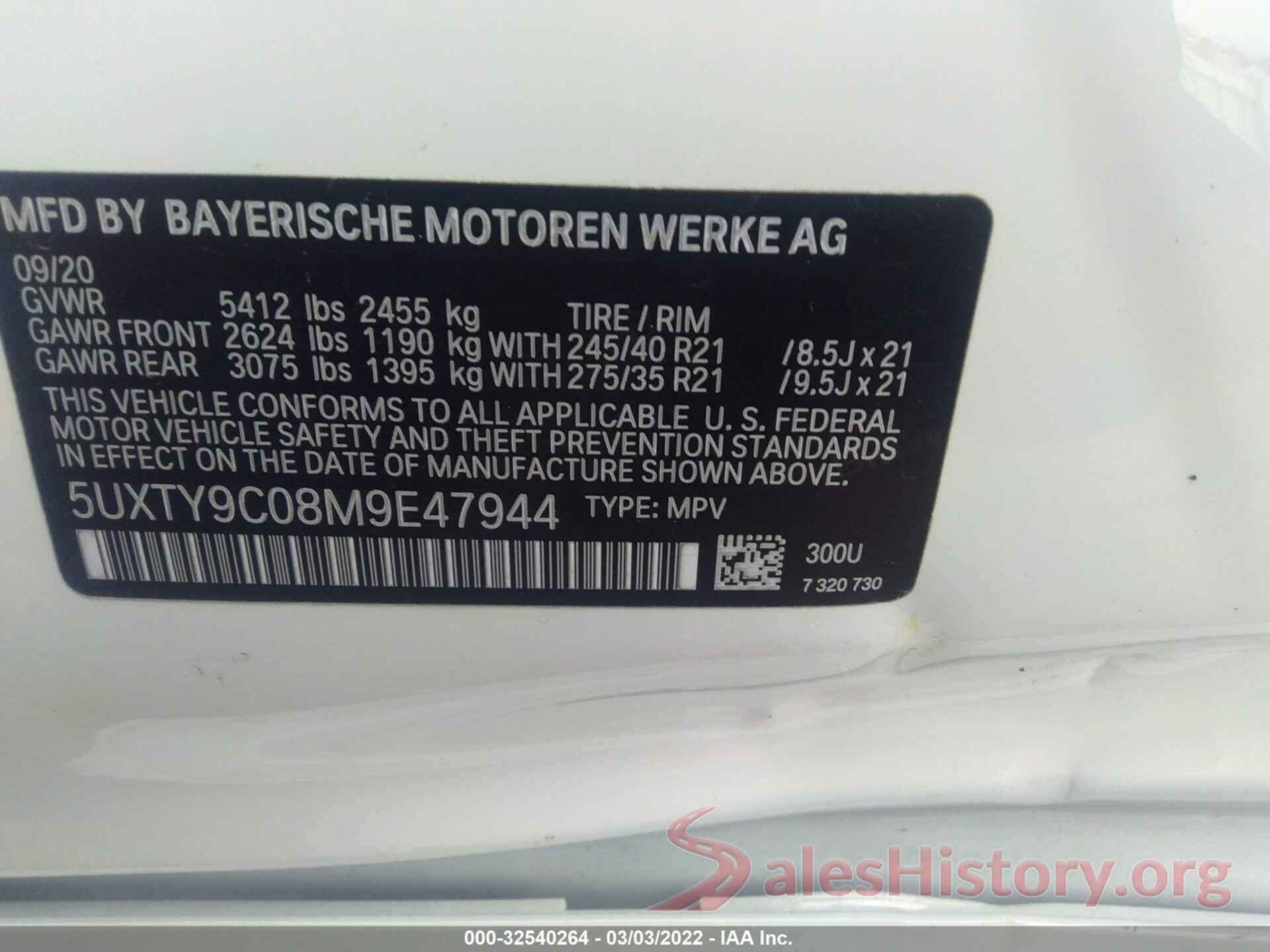 5UXTY9C08M9E47944 2021 BMW X3