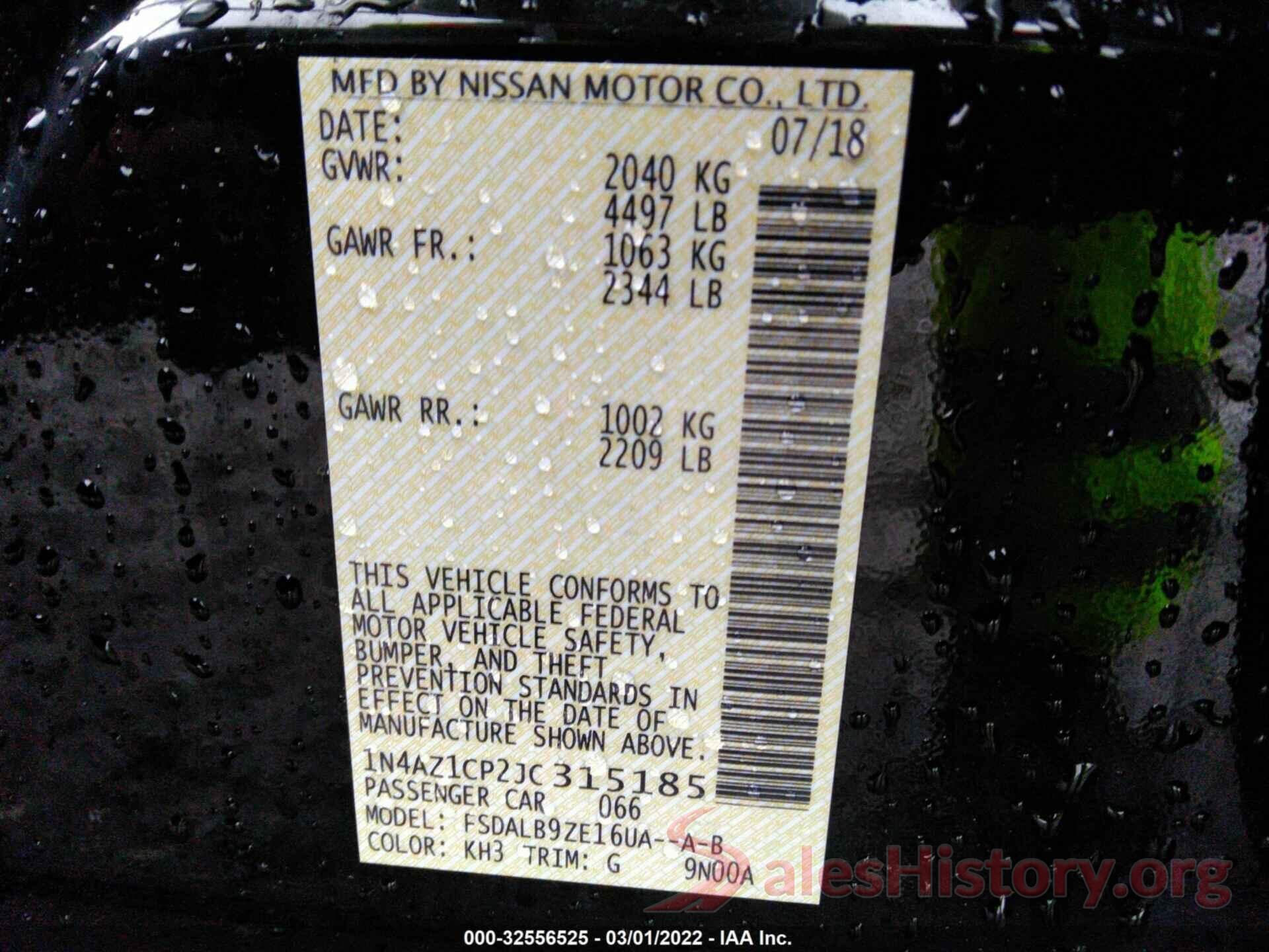 1N4AZ1CP2JC315185 2018 NISSAN LEAF