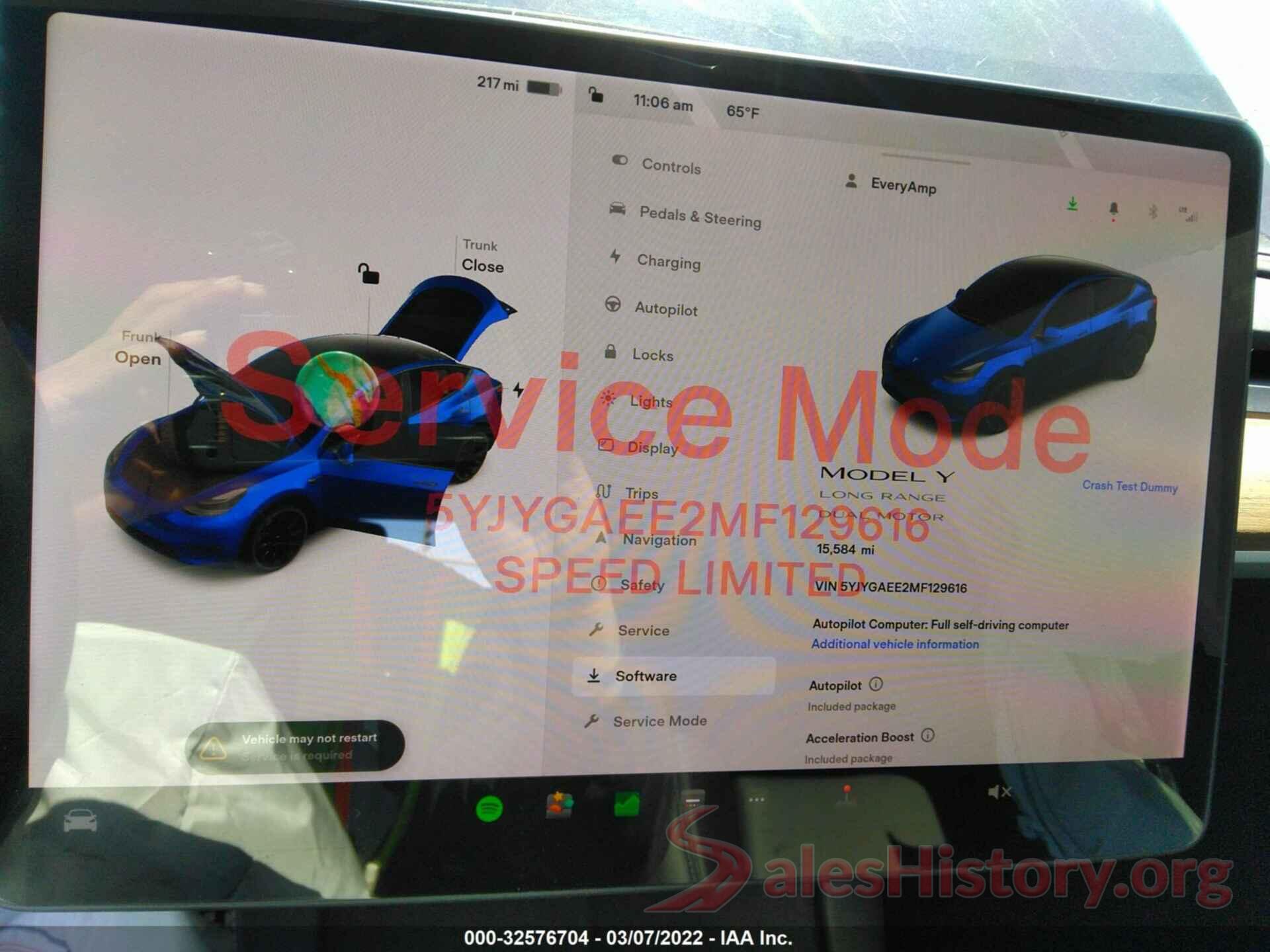 5YJYGAEE2MF129616 2021 TESLA MODEL Y