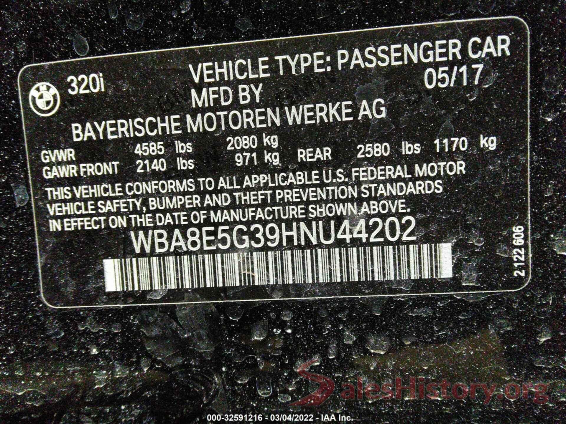 WBA8E5G39HNU44202 2017 BMW 3 SERIES