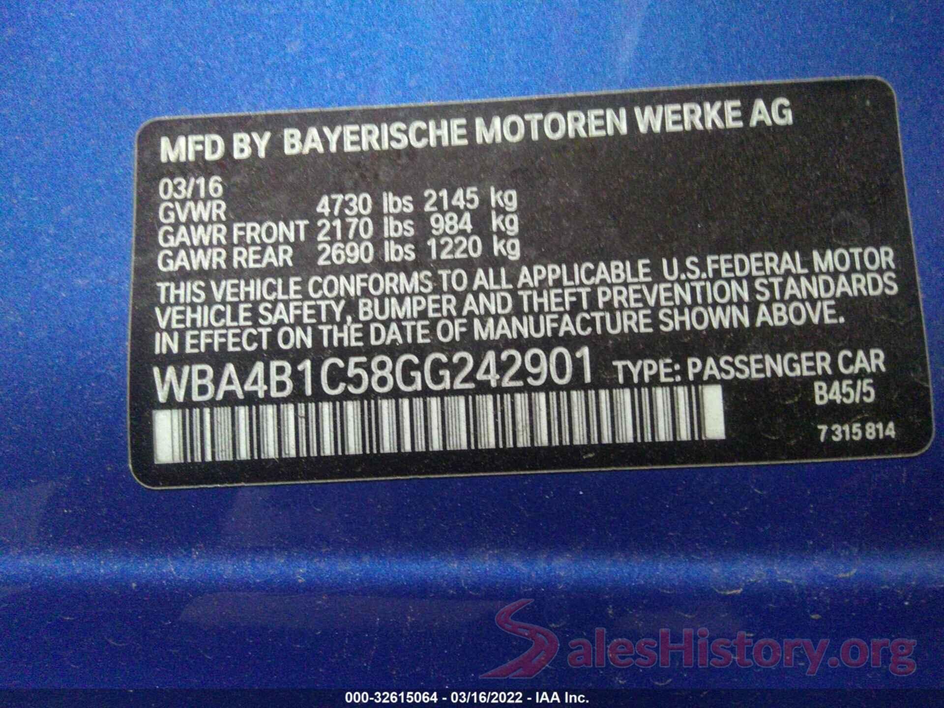 WBA4B1C58GG242901 2016 BMW 4 SERIES