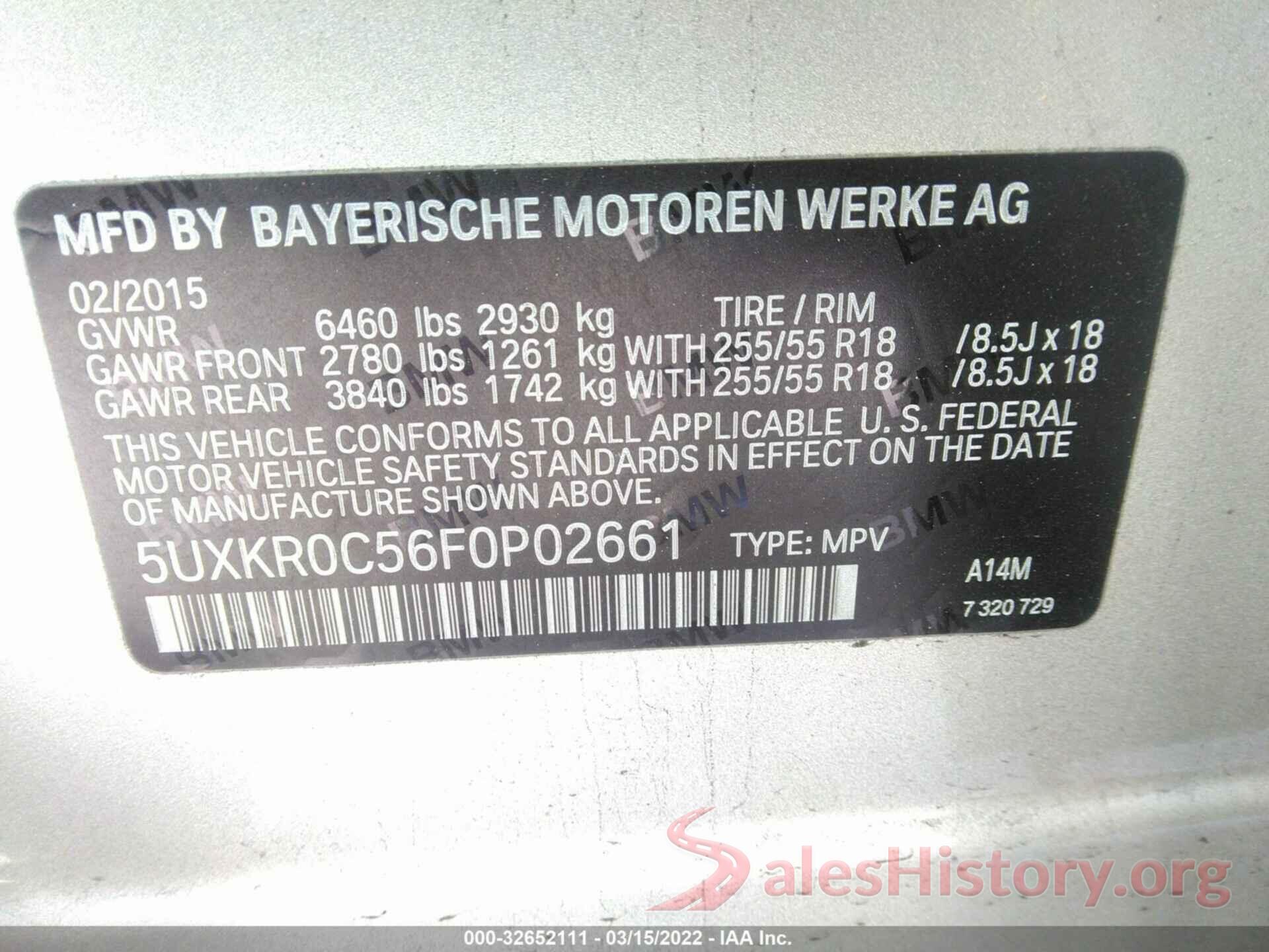 5UXKR0C56F0P02661 2015 BMW X5