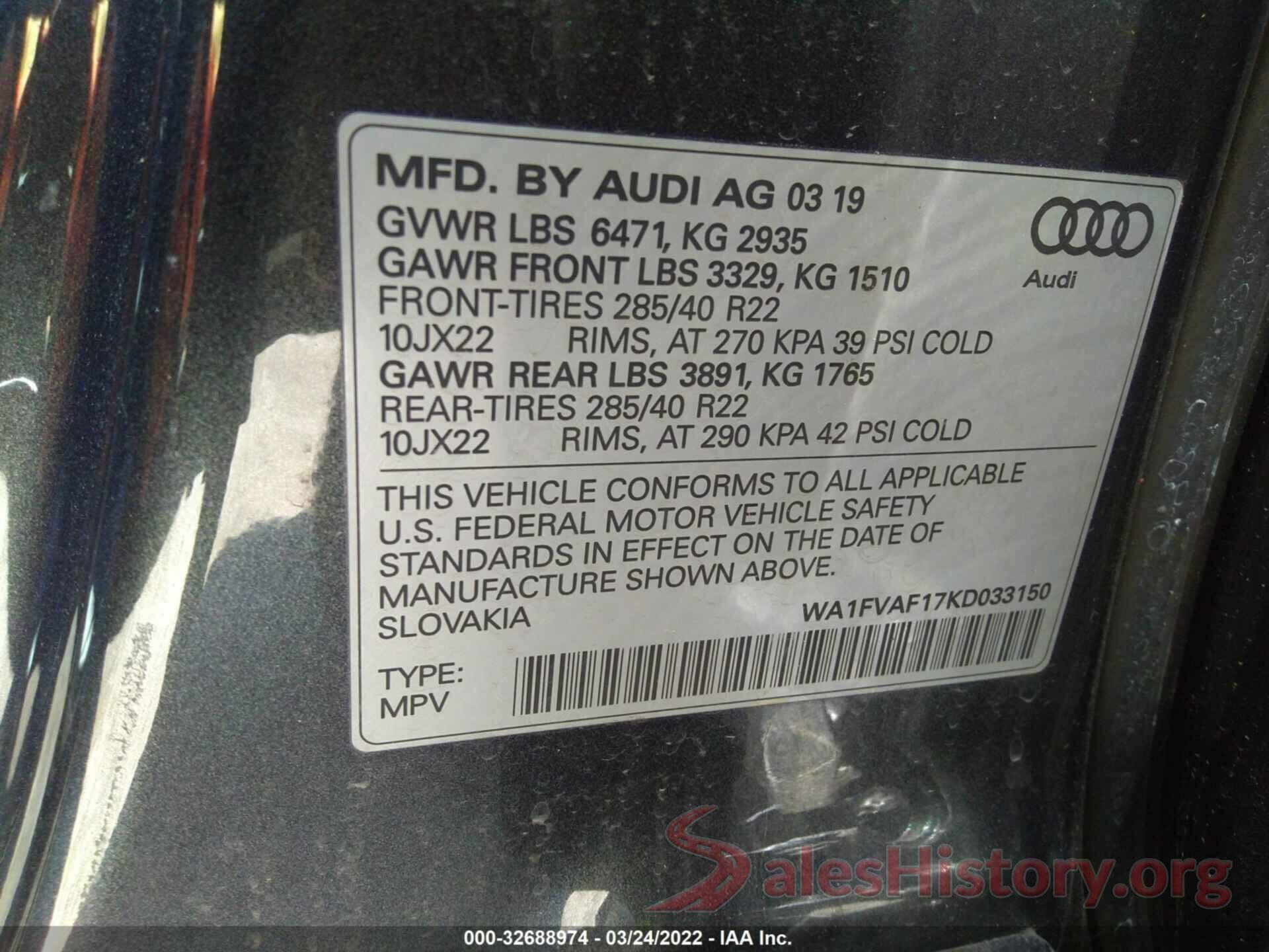 WA1FVAF17KD033150 2019 AUDI Q8