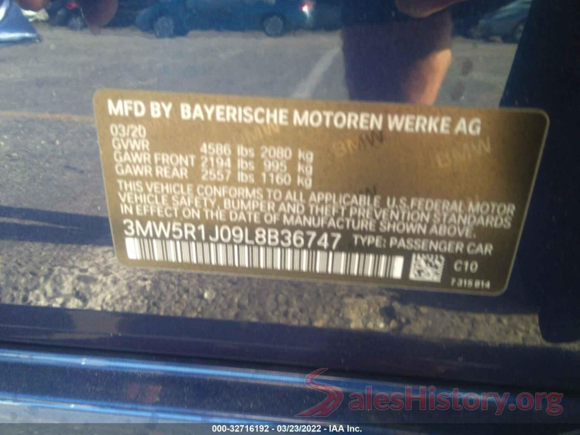 3MW5R1J09L8B36747 2020 BMW 3 SERIES