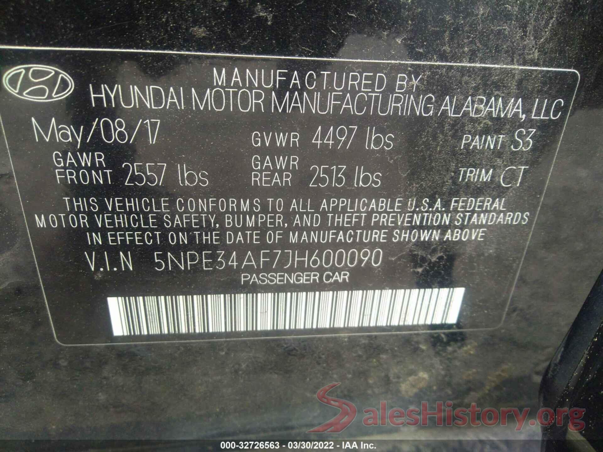 5NPE34AF7JH600090 2018 HYUNDAI SONATA