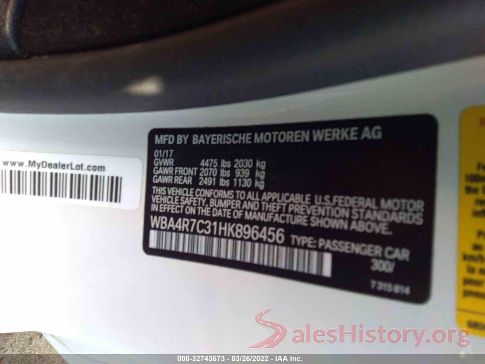 WBA4R7C31HK896456 2017 BMW 4 SERIES