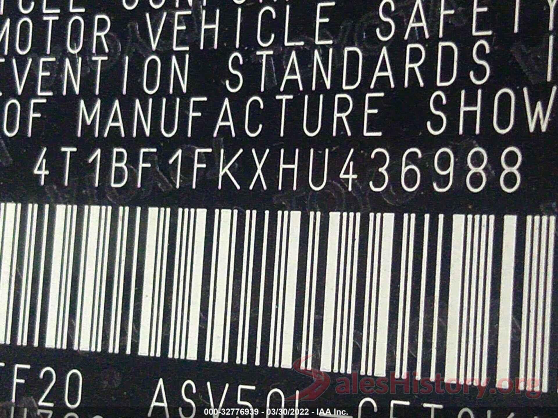 4T1BF1FKXHU436988 2017 TOYOTA CAMRY