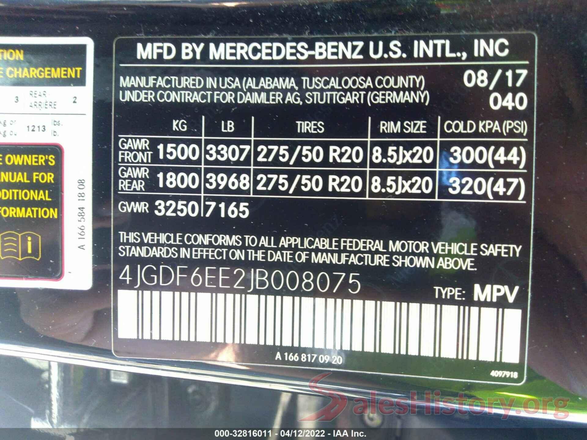 4JGDF6EE2JB008075 2018 MERCEDES-BENZ GLS