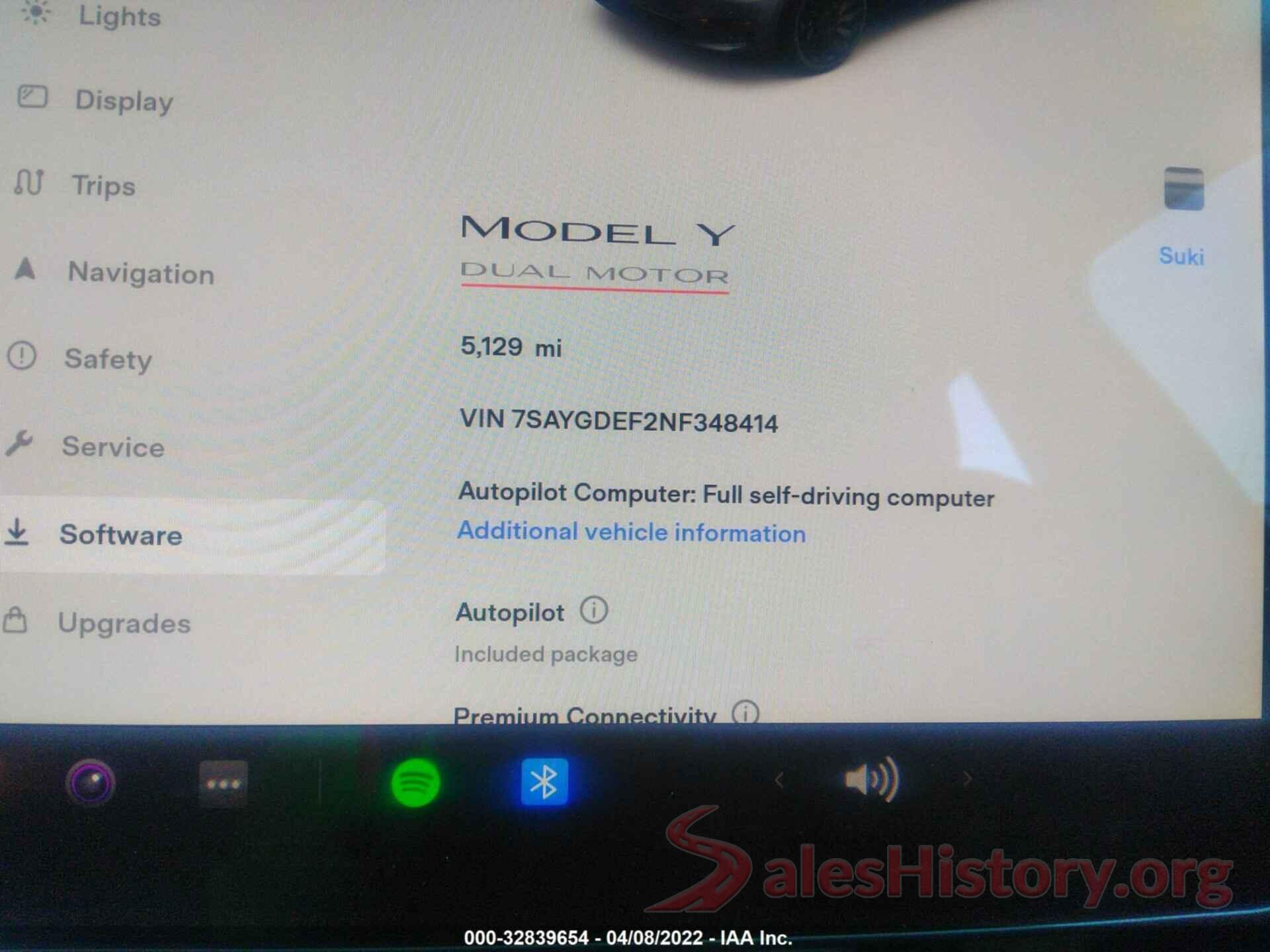 7SAYGDEF2NF348414 2022 TESLA MODEL Y