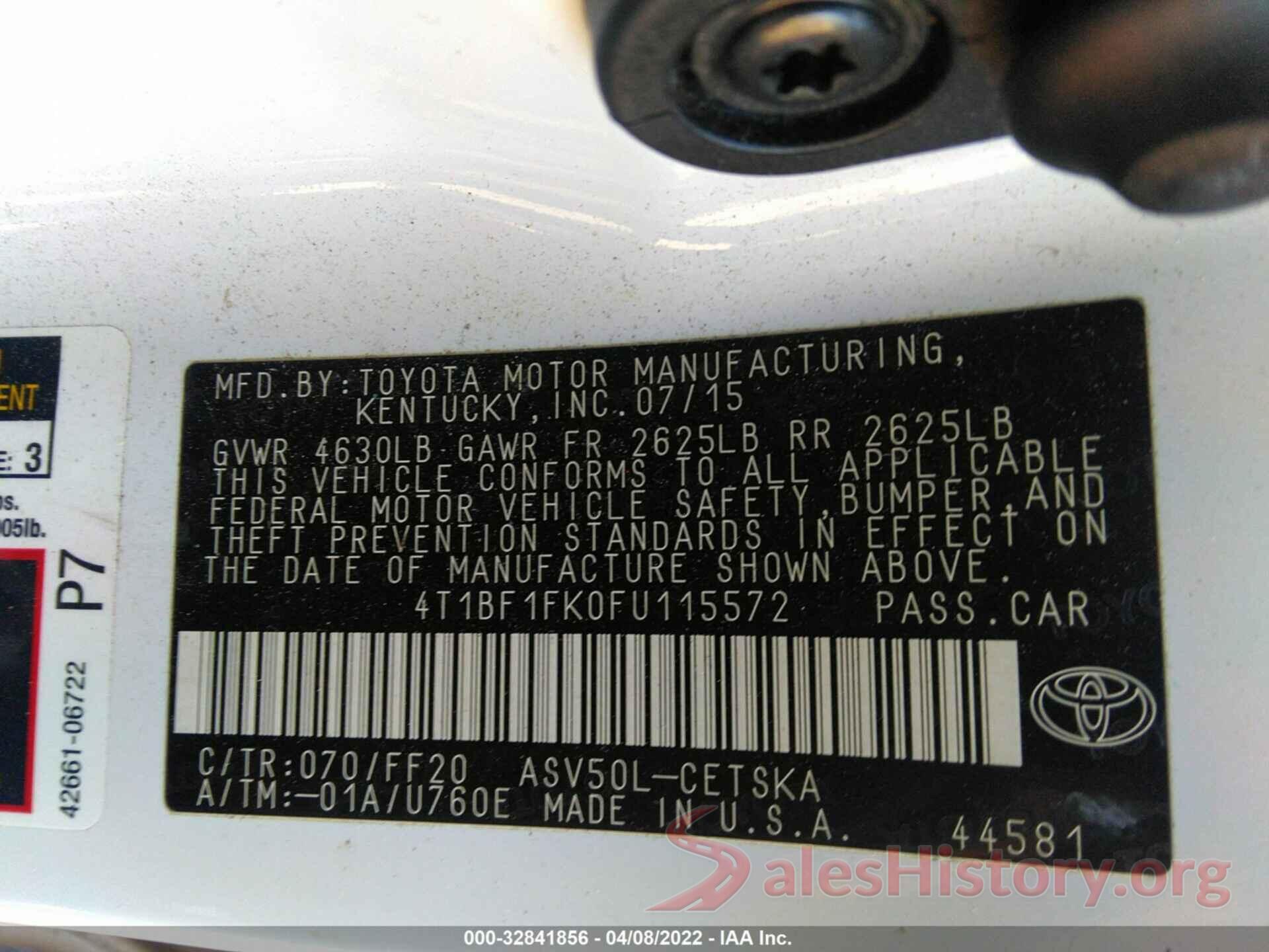 4T1BF1FK0FU115572 2015 TOYOTA CAMRY